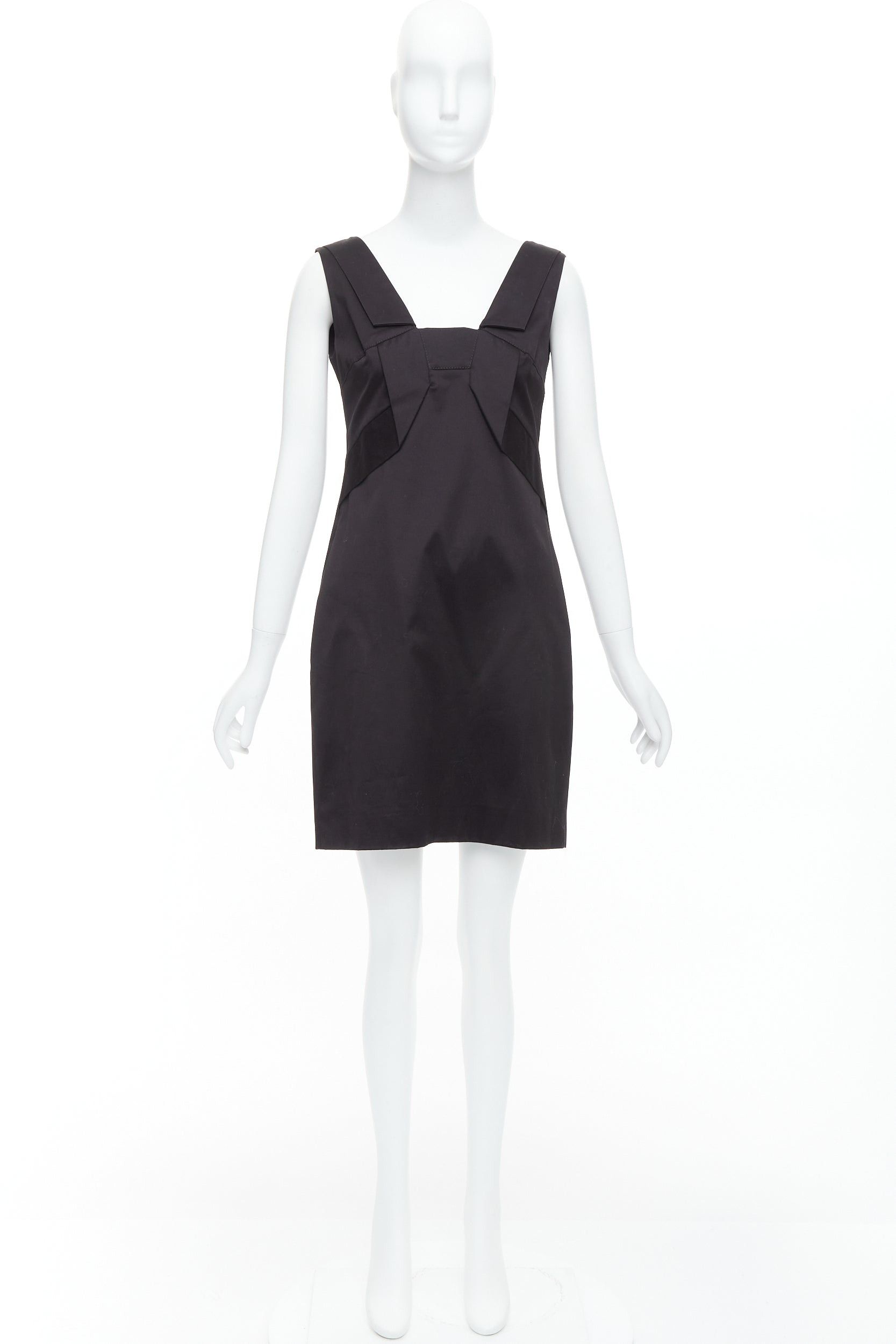 Gucci GUCCI 2007 black cotton origami pleat square neckline shift dress IT40 S Size S / US 4 / IT 40 - 9 Thumbnail