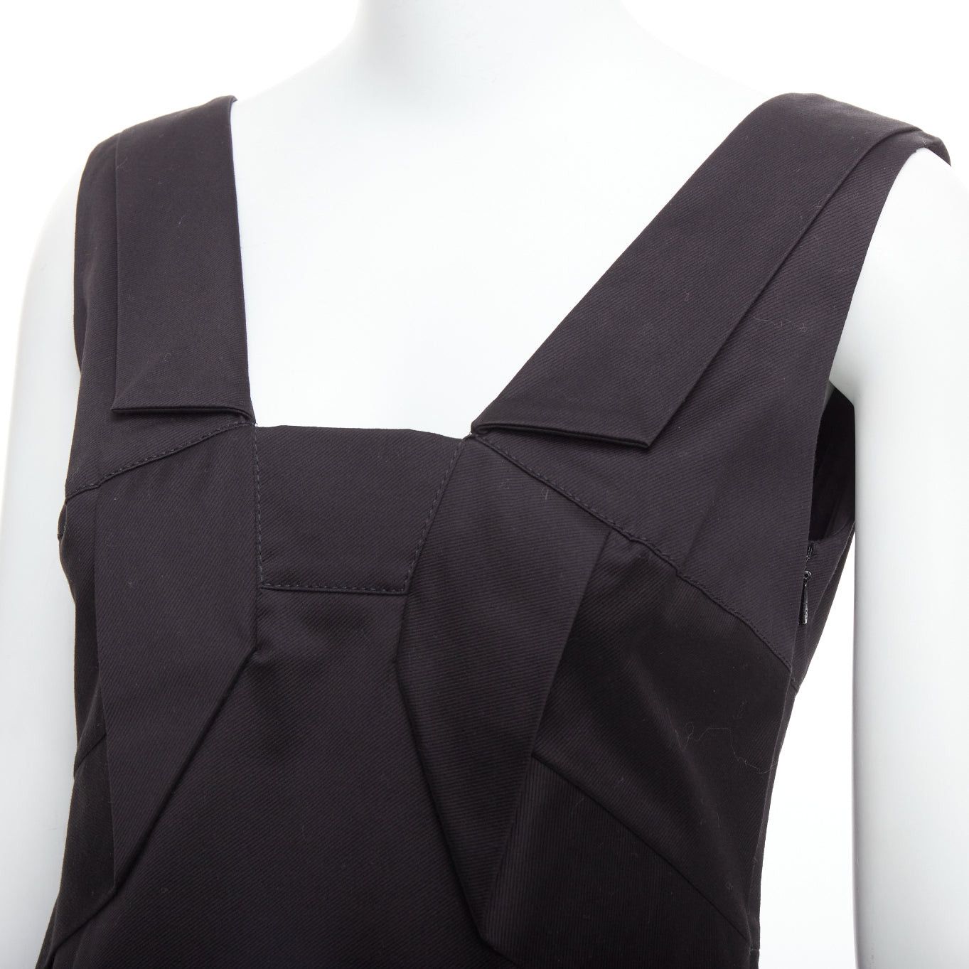 Gucci GUCCI 2007 black cotton origami pleat square neckline shift dress IT40 S Size S / US 4 / IT 40 - 2 Thumbnail