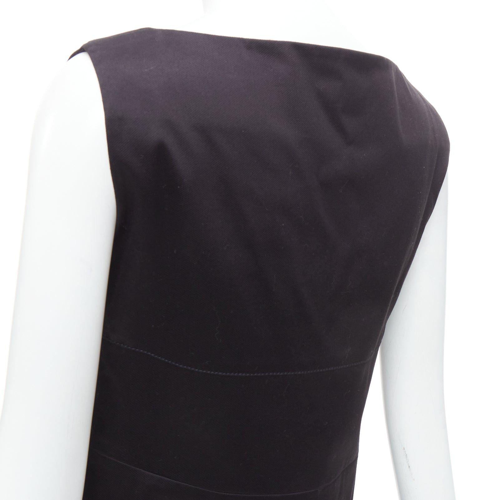 Gucci GUCCI 2007 black cotton origami pleat square neckline shift dress IT40 S Size S / US 4 / IT 40 - 7 Thumbnail