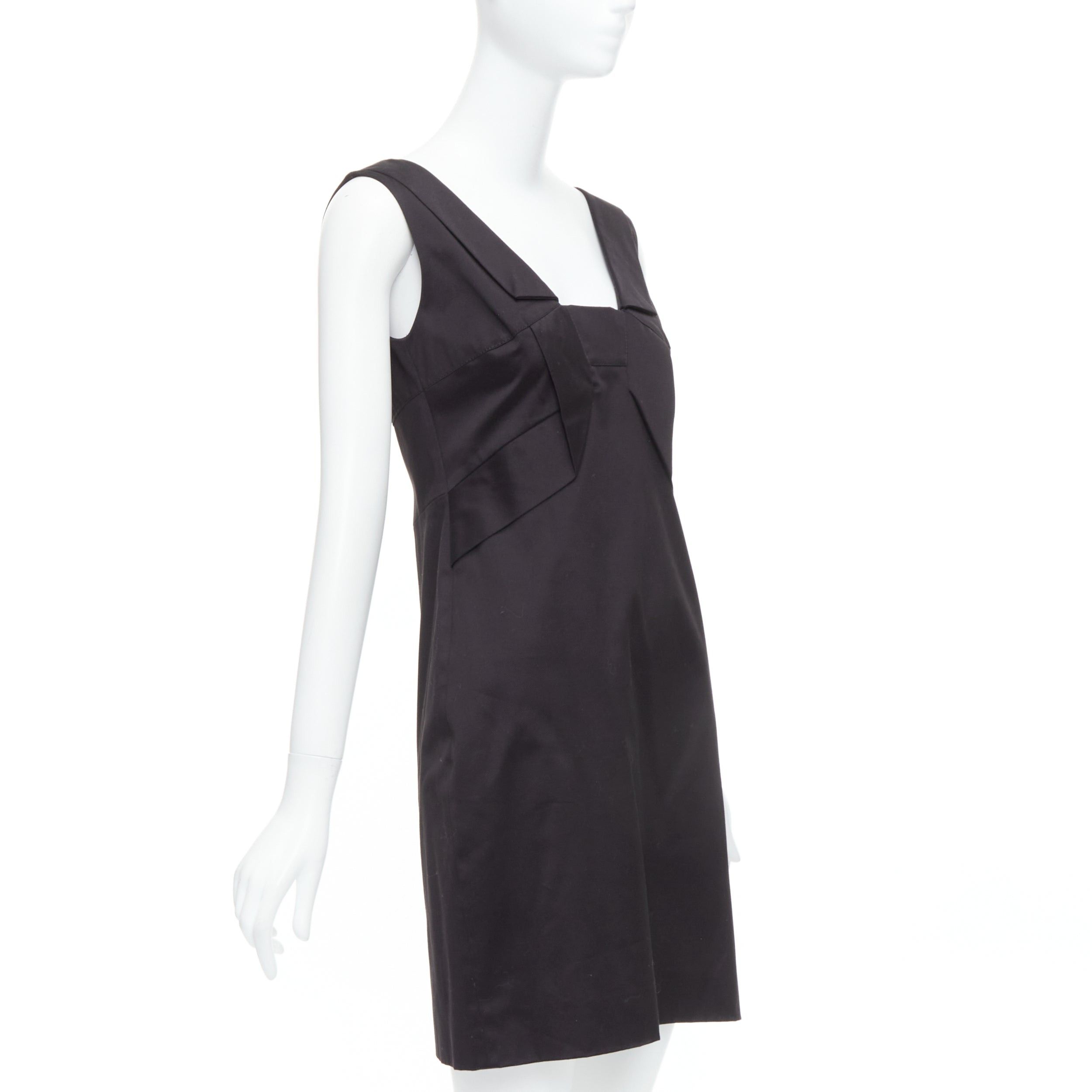 Gucci GUCCI 2007 black cotton origami pleat square neckline shift dress IT40 S Size S / US 4 / IT 40 - 3 Thumbnail