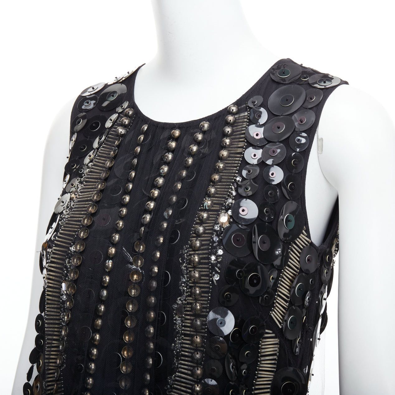 Collette Dinnigan COLLETTE DINNIGAN Runway black jewelled pailettes party shift dress XS Size XS / US 0-2 / IT 36-38 - 7 Thumbnail
