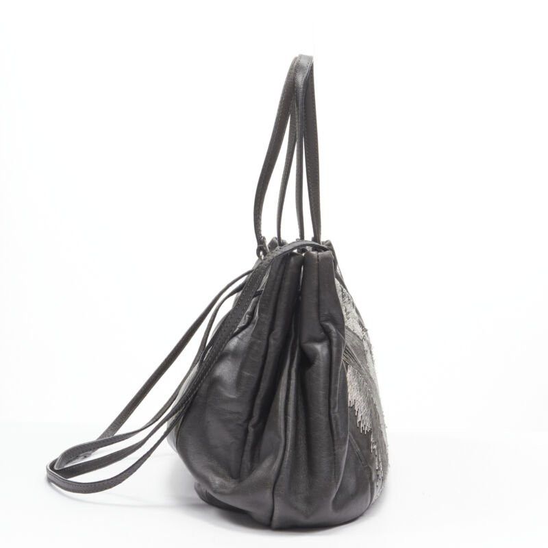 Valentino VALENTINO silver bead embellished grey leather crossbody large tote bag Size ONE SIZE - 4 Thumbnail
