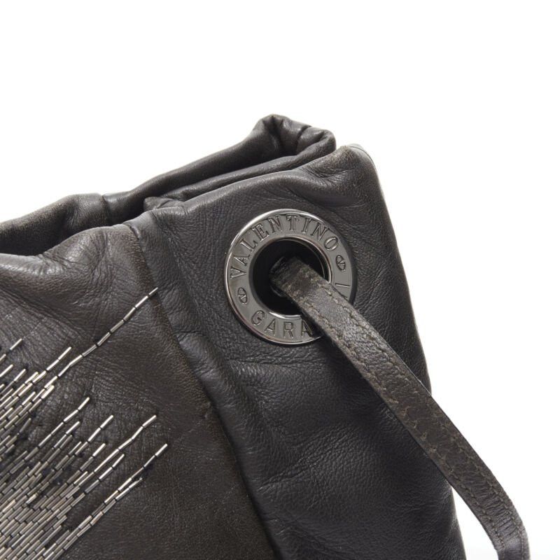 Valentino VALENTINO silver bead embellished grey leather crossbody large tote bag Size ONE SIZE - 8 Thumbnail