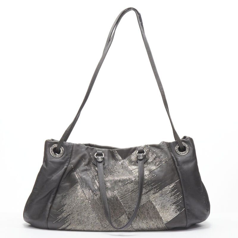 Valentino VALENTINO silver bead embellished grey leather crossbody large tote bag Size ONE SIZE - 3 Thumbnail