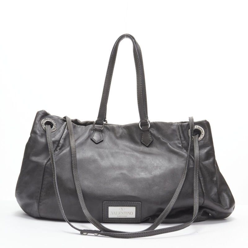 Valentino VALENTINO silver bead embellished grey leather crossbody large tote bag Size ONE SIZE - 5 Thumbnail