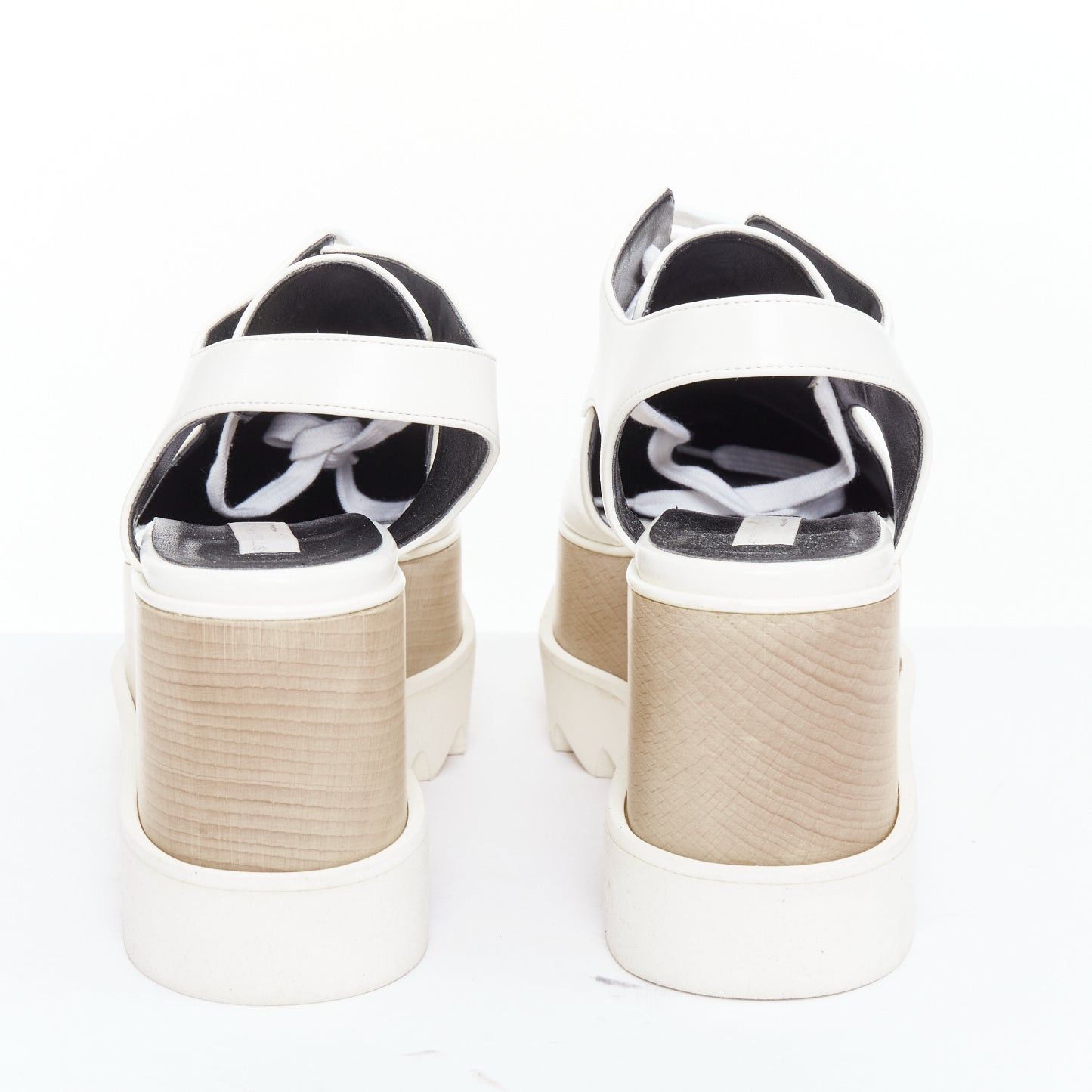 Stella McCartney STELLA MCCARTNEY Elyse white vegan leather lace up platforms EU39 Size US 9 / IT 39 - 5 Thumbnail