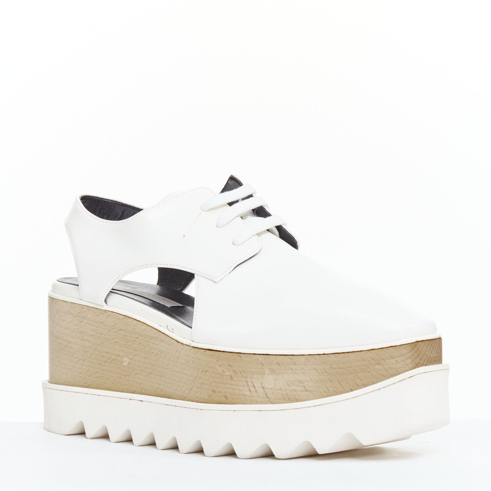 Stella McCartney STELLA MCCARTNEY Elyse white vegan leather lace up platforms EU39 Size US 9 / IT 39 - 2 Thumbnail