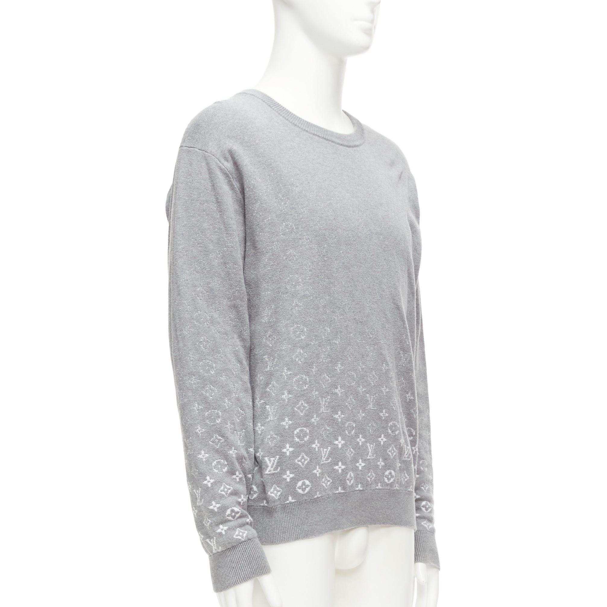Louis Vuitton LOUIS VUITTON grey white ombre LV logo monogram crew sweatshirt L Size US L / EU 52-54 / 3 - 3 Thumbnail