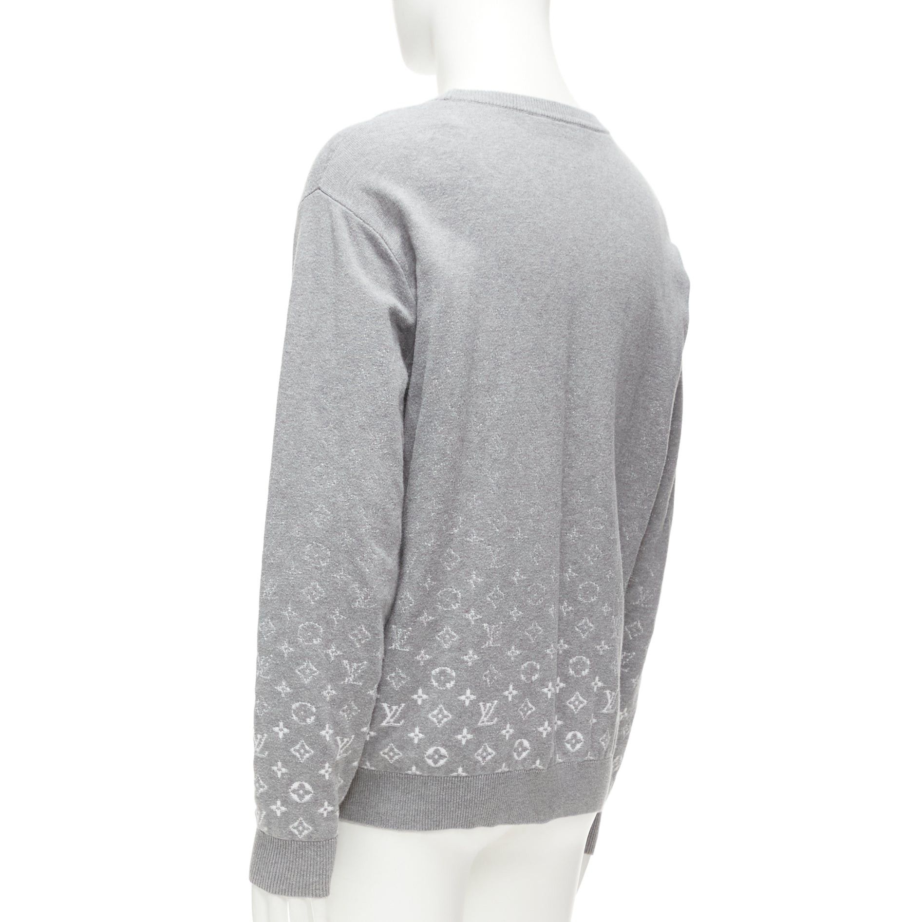 Louis Vuitton LOUIS VUITTON grey white ombre LV logo monogram crew sweatshirt L Size US L / EU 52-54 / 3 - 6 Thumbnail