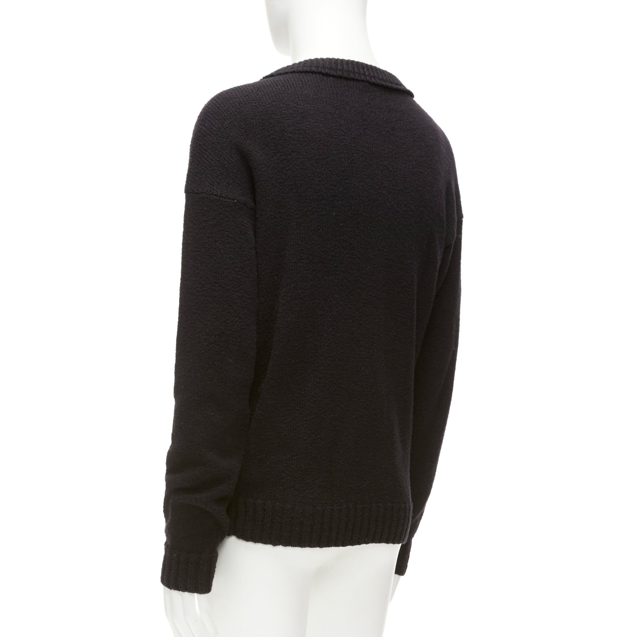 Loro Piana LORO PIANA 2021 Hiroshi Fujiwara black cotton logo tab round neck knit sweater M Size US M / EU 48-50 / 2 - 6 Thumbnail