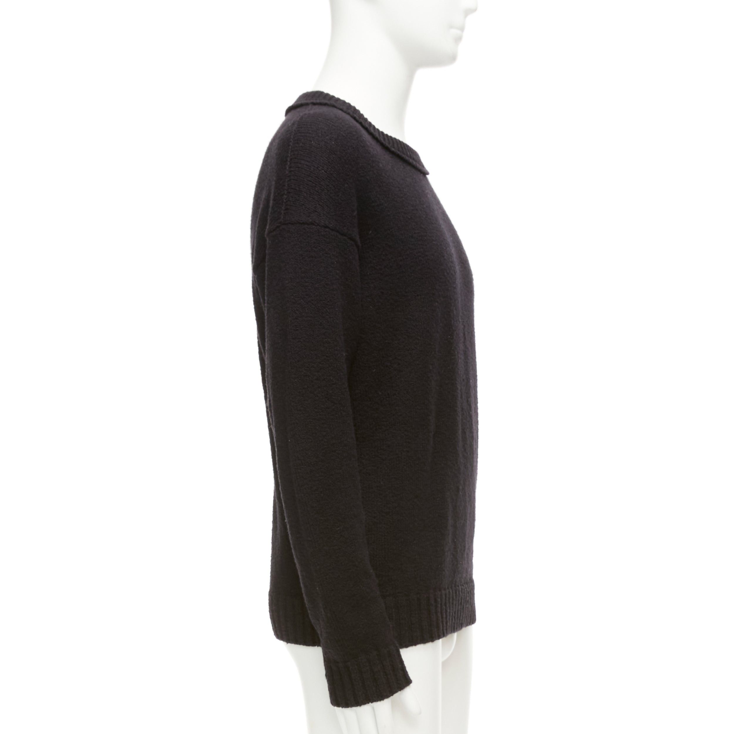 Loro Piana LORO PIANA 2021 Hiroshi Fujiwara black cotton logo tab round neck knit sweater M Size US M / EU 48-50 / 2 - 4 Thumbnail