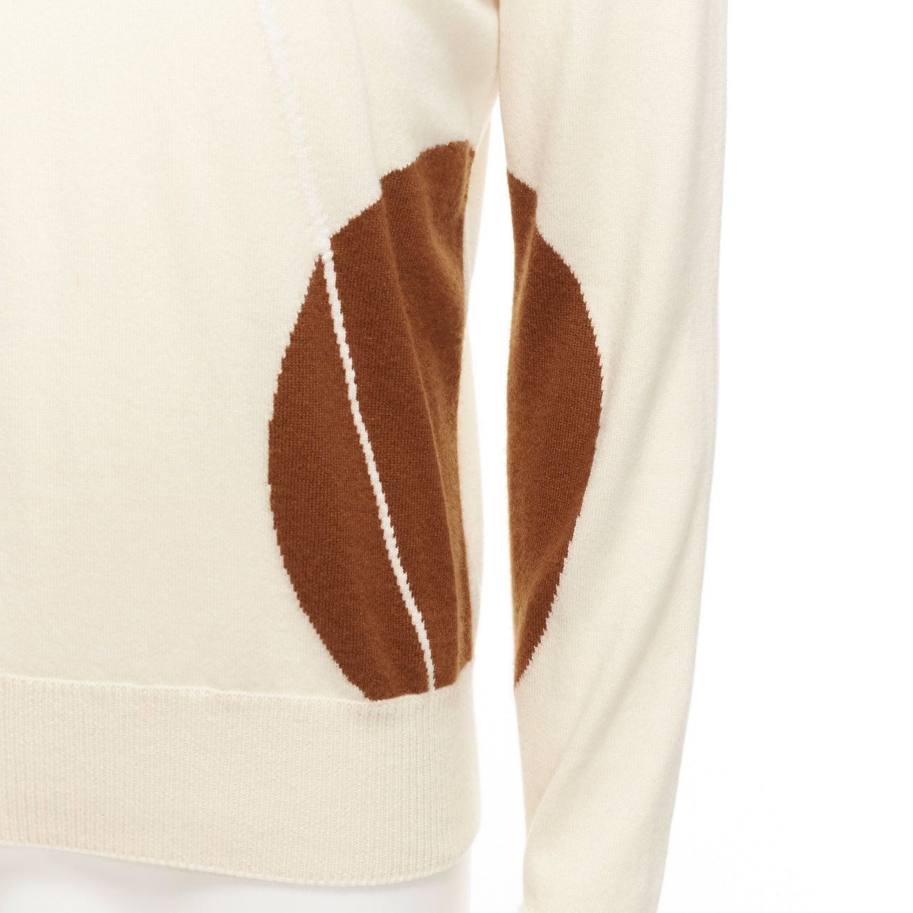 Loro Piana LORO PIANA 100% cashmere cream brown abstract graphic sweater IT48 M Size US M / EU 48-50 / 2 - 2 Thumbnail
