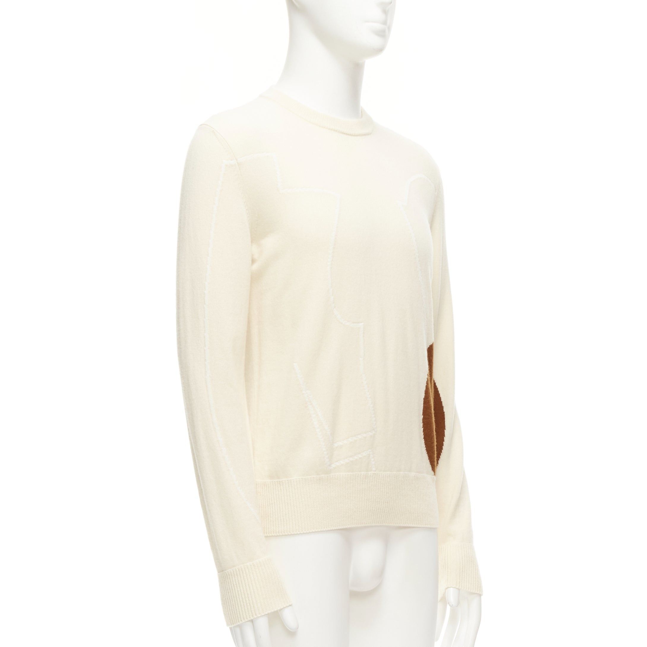 Loro Piana LORO PIANA 100% cashmere cream brown abstract graphic sweater IT48 M Size US M / EU 48-50 / 2 - 3 Thumbnail