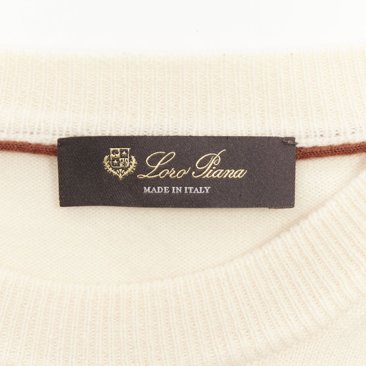Loro Piana LORO PIANA 100% cashmere cream brown abstract graphic sweater IT48 M Size US M / EU 48-50 / 2 - 8 Thumbnail