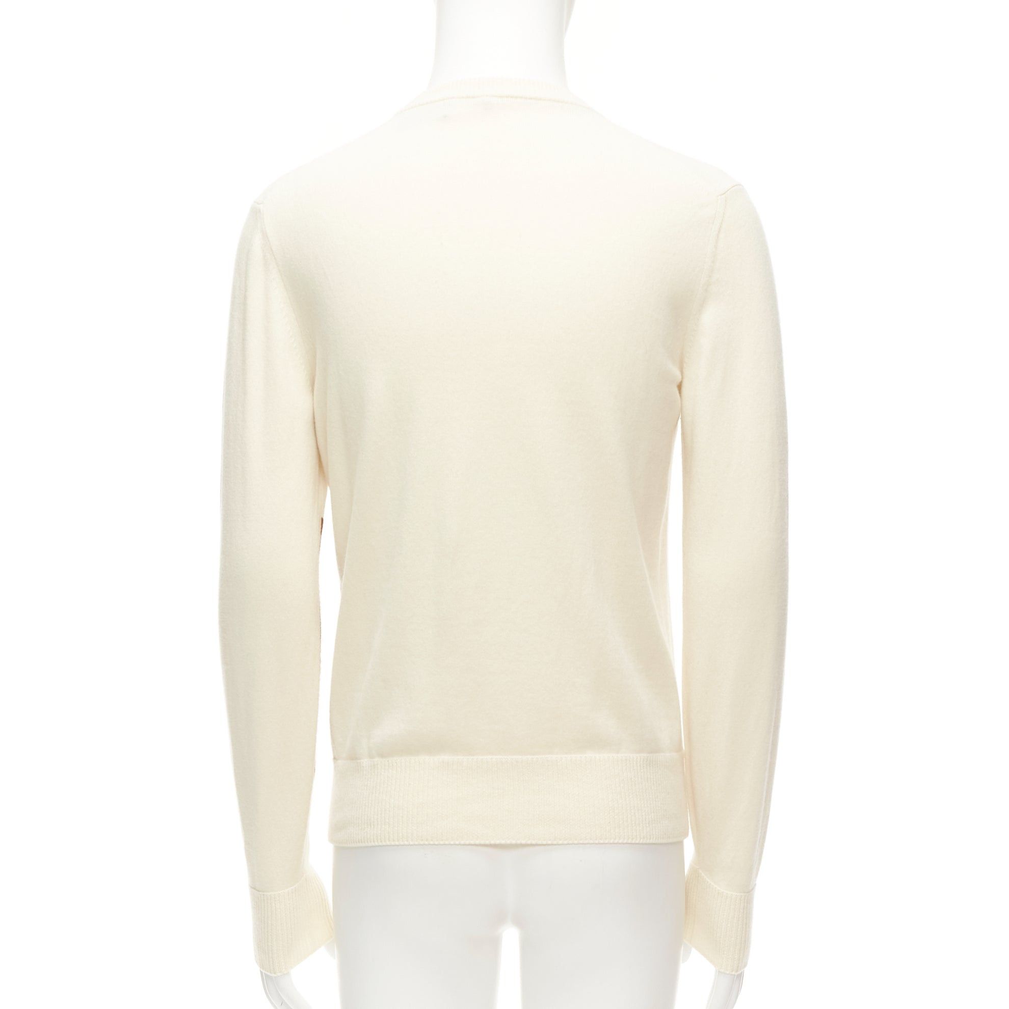 Loro Piana LORO PIANA 100% cashmere cream brown abstract graphic sweater IT48 M Size US M / EU 48-50 / 2 - 5 Thumbnail