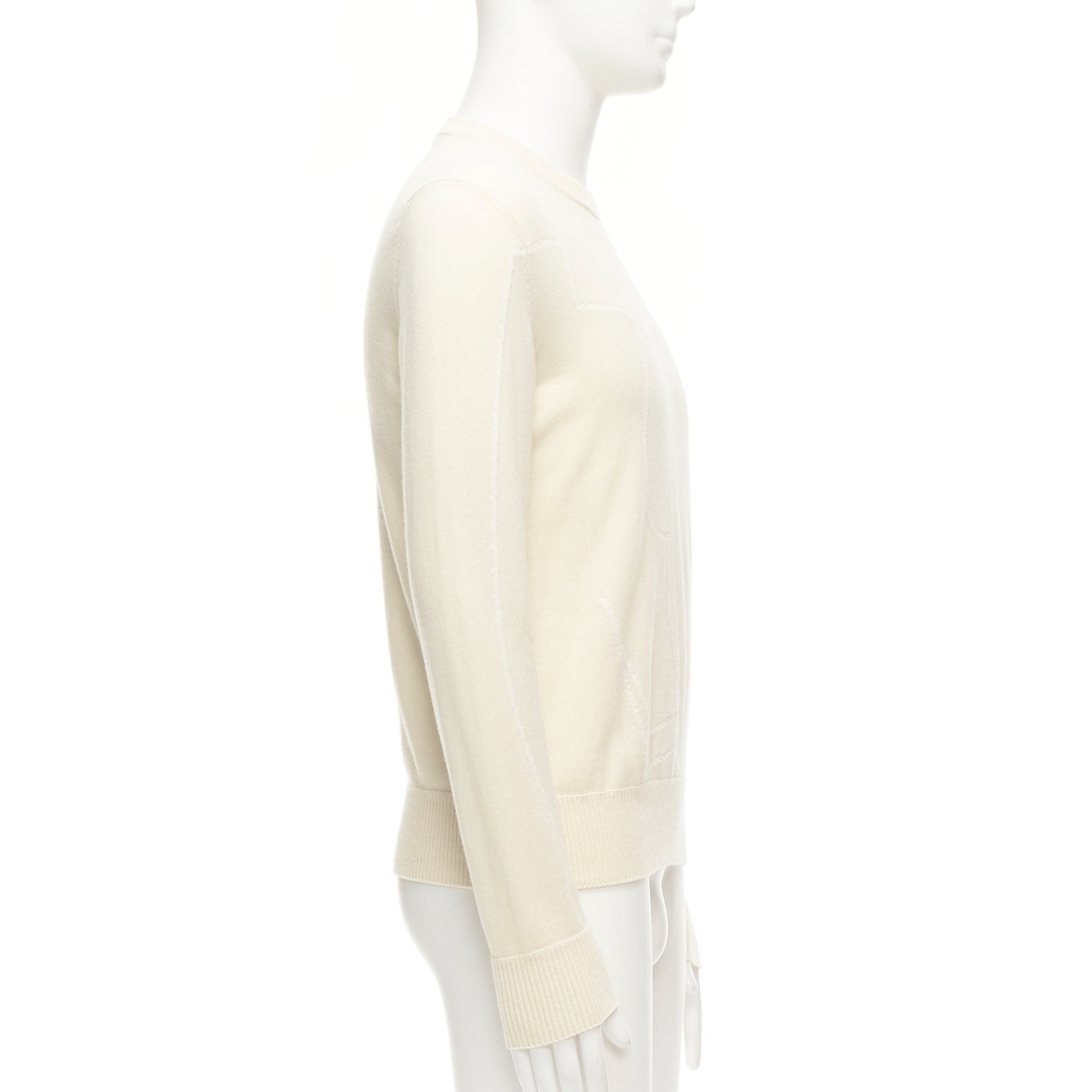 Loro Piana LORO PIANA 100% cashmere cream brown abstract graphic sweater IT48 M Size US M / EU 48-50 / 2 - 4 Thumbnail