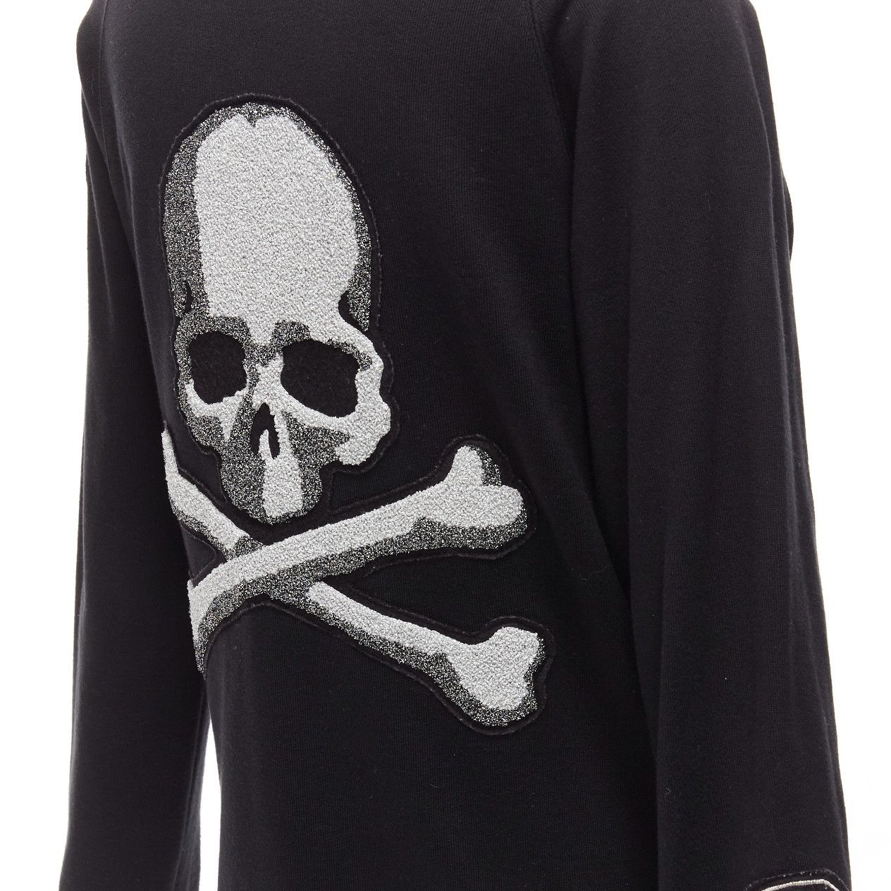 Mastermind Japan MASTERMIND JAPAN black cotton varsity skull logo patch cardigan sweater JP1 S Size S / US 4 / IT 40 - 2 Thumbnail