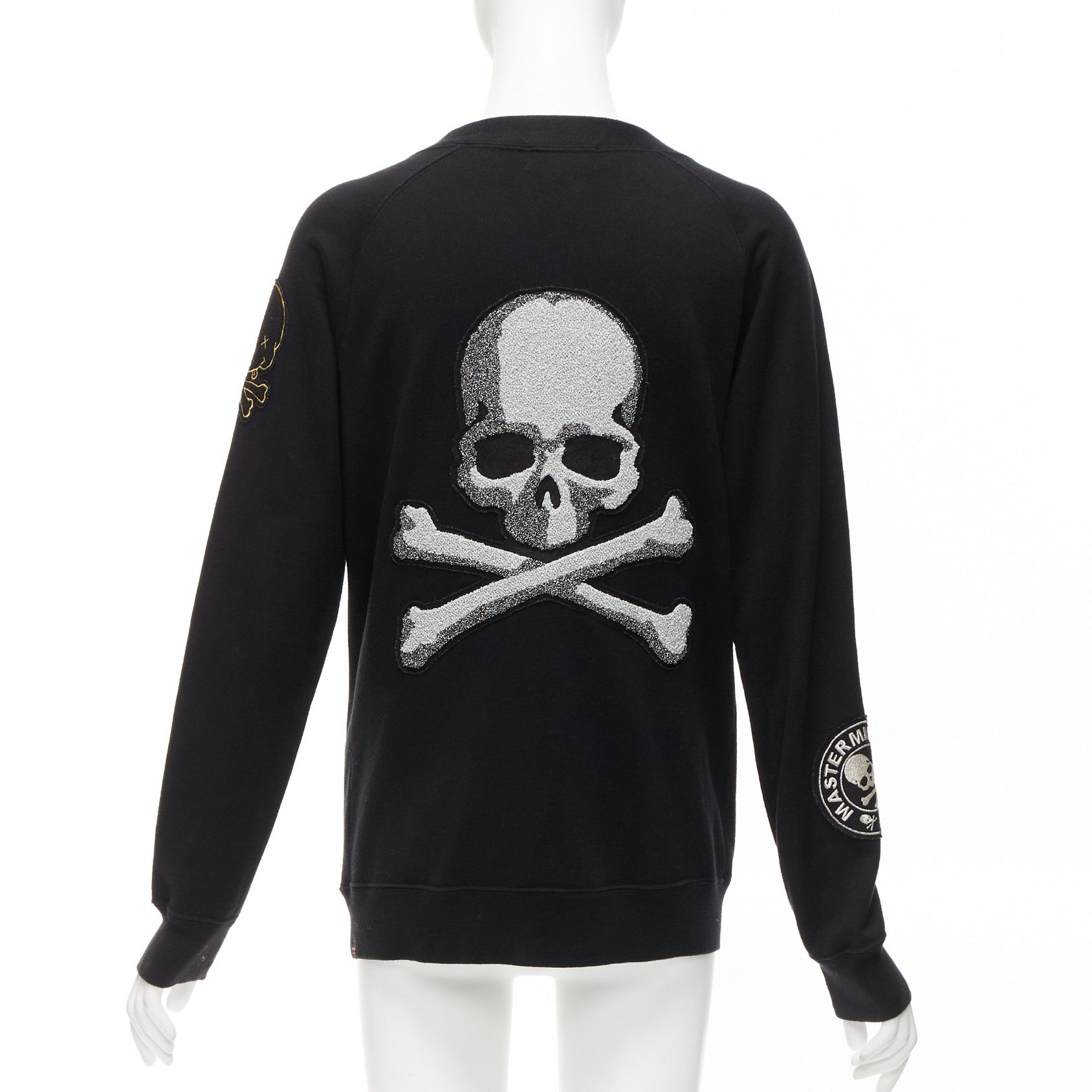 Mastermind Japan MASTERMIND JAPAN black cotton varsity skull logo patch cardigan sweater JP1 S Size S / US 4 / IT 40 - 6 Thumbnail