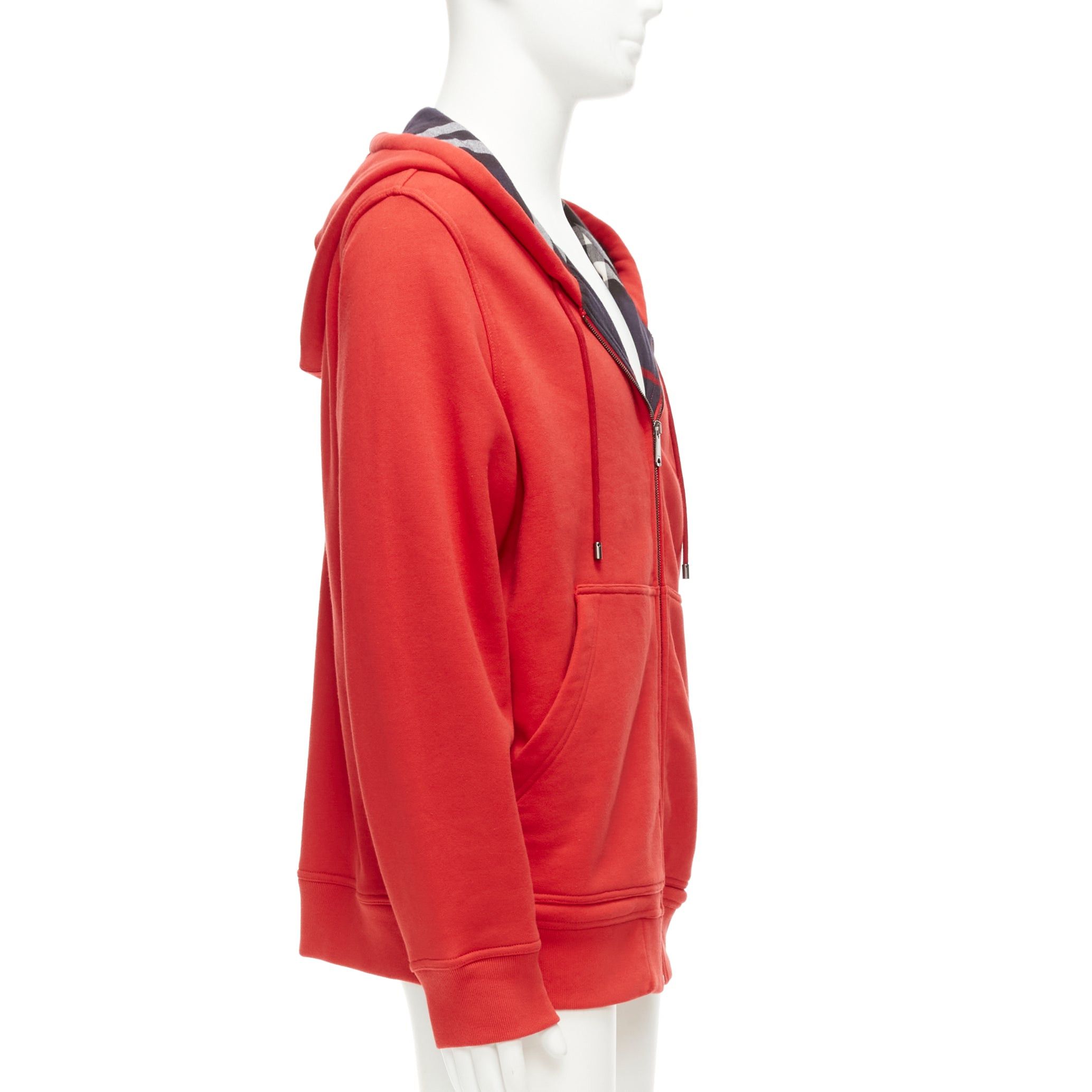 Burberry BURBERRY red cotton blend house check lined logo oversized hoodie XS Size US S / EU 44-46 / 1 - 4 Thumbnail