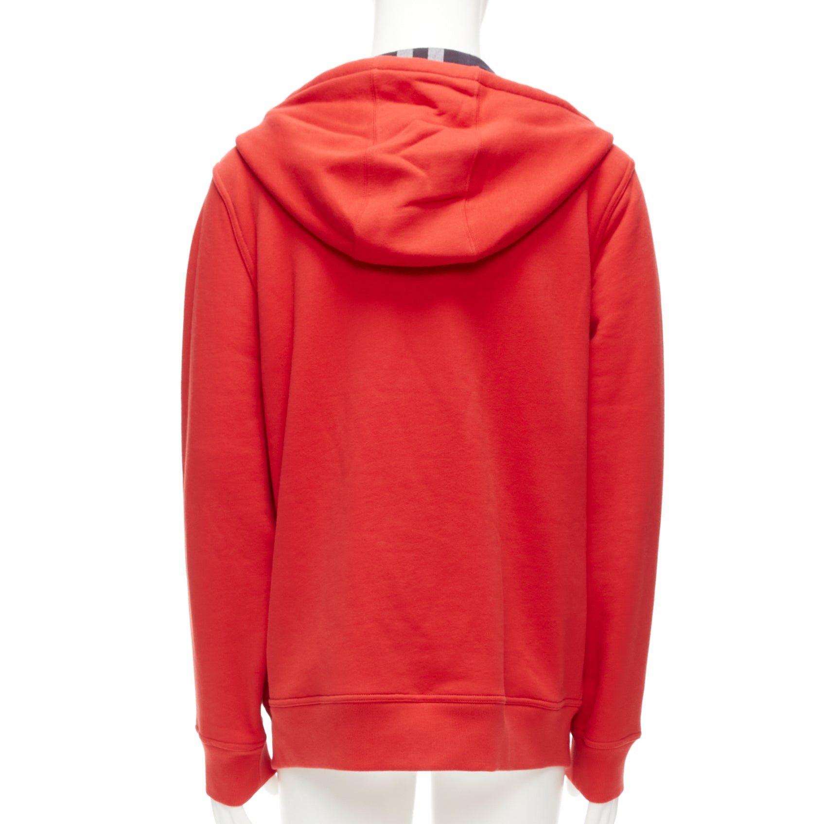 Burberry BURBERRY red cotton blend house check lined logo oversized hoodie XS Size US S / EU 44-46 / 1 - 5 Thumbnail