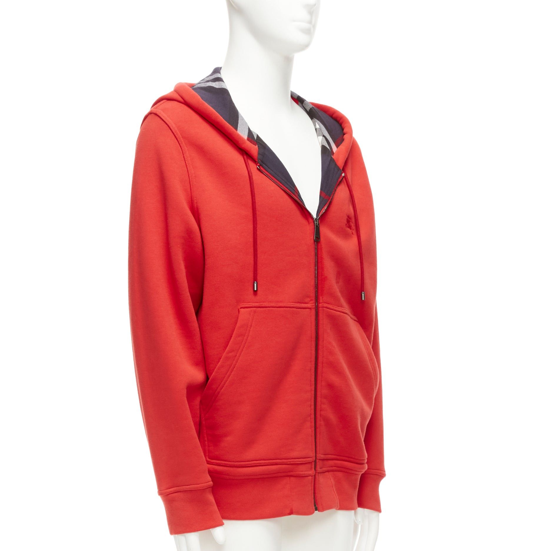 Burberry BURBERRY red cotton blend house check lined logo oversized hoodie XS Size US S / EU 44-46 / 1 - 3 Thumbnail