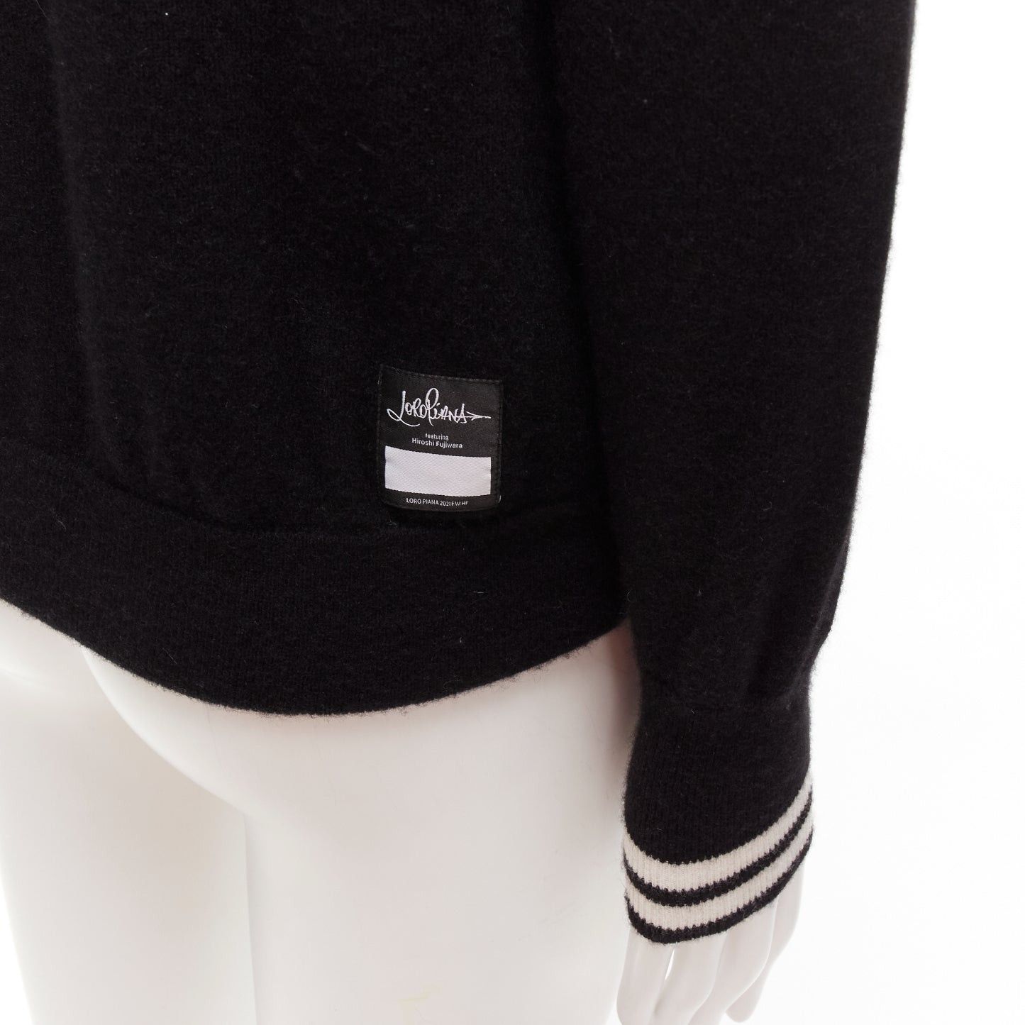 Loro Piana LORO PIANA Hiroshi Fujiwara 100% cashmere black white logo embroidery hoodie S Size US S / EU 44-46 / 1 - 2 Thumbnail