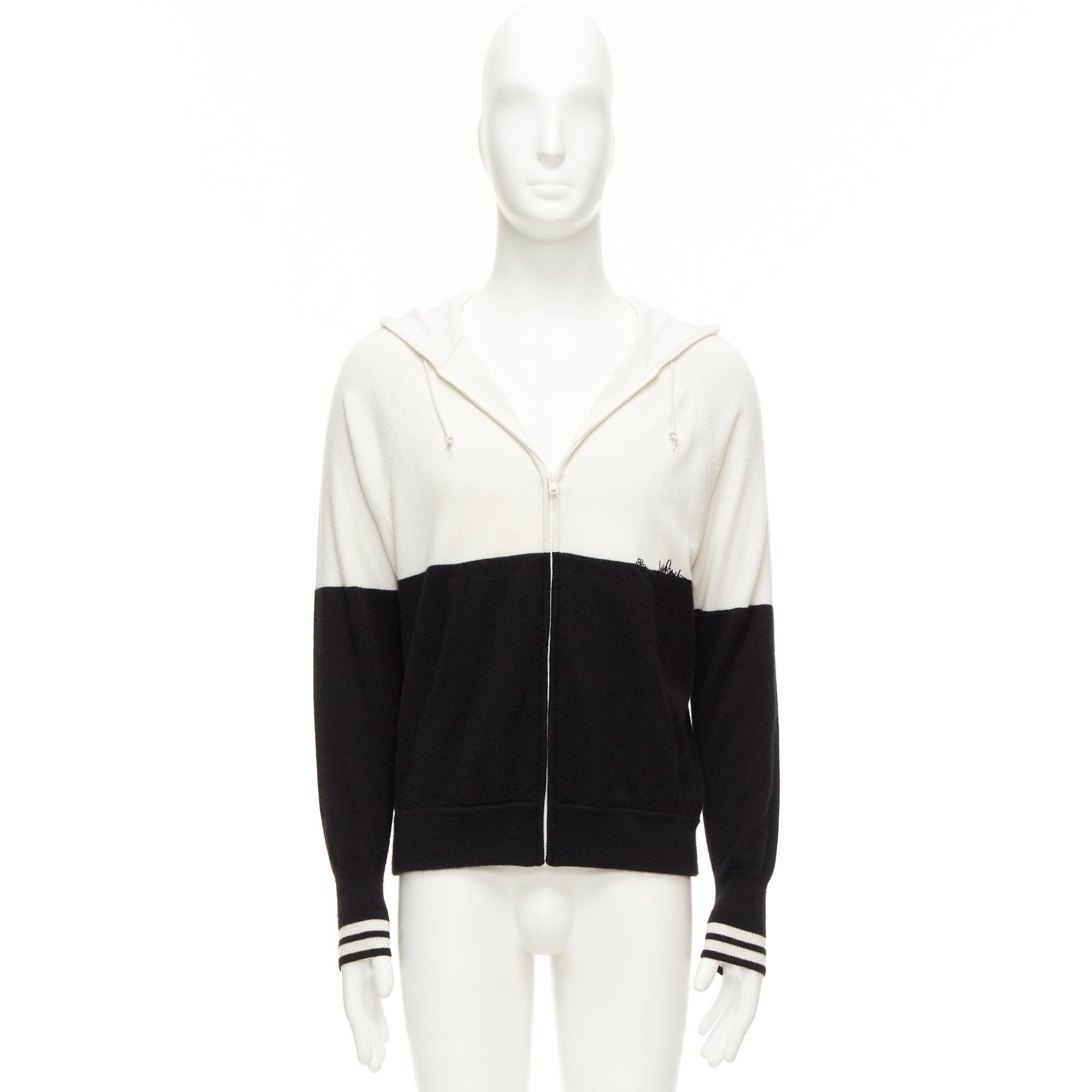 Loro Piana LORO PIANA Hiroshi Fujiwara 100% cashmere black white logo embroidery hoodie S Size US S / EU 44-46 / 1 - 10 Thumbnail