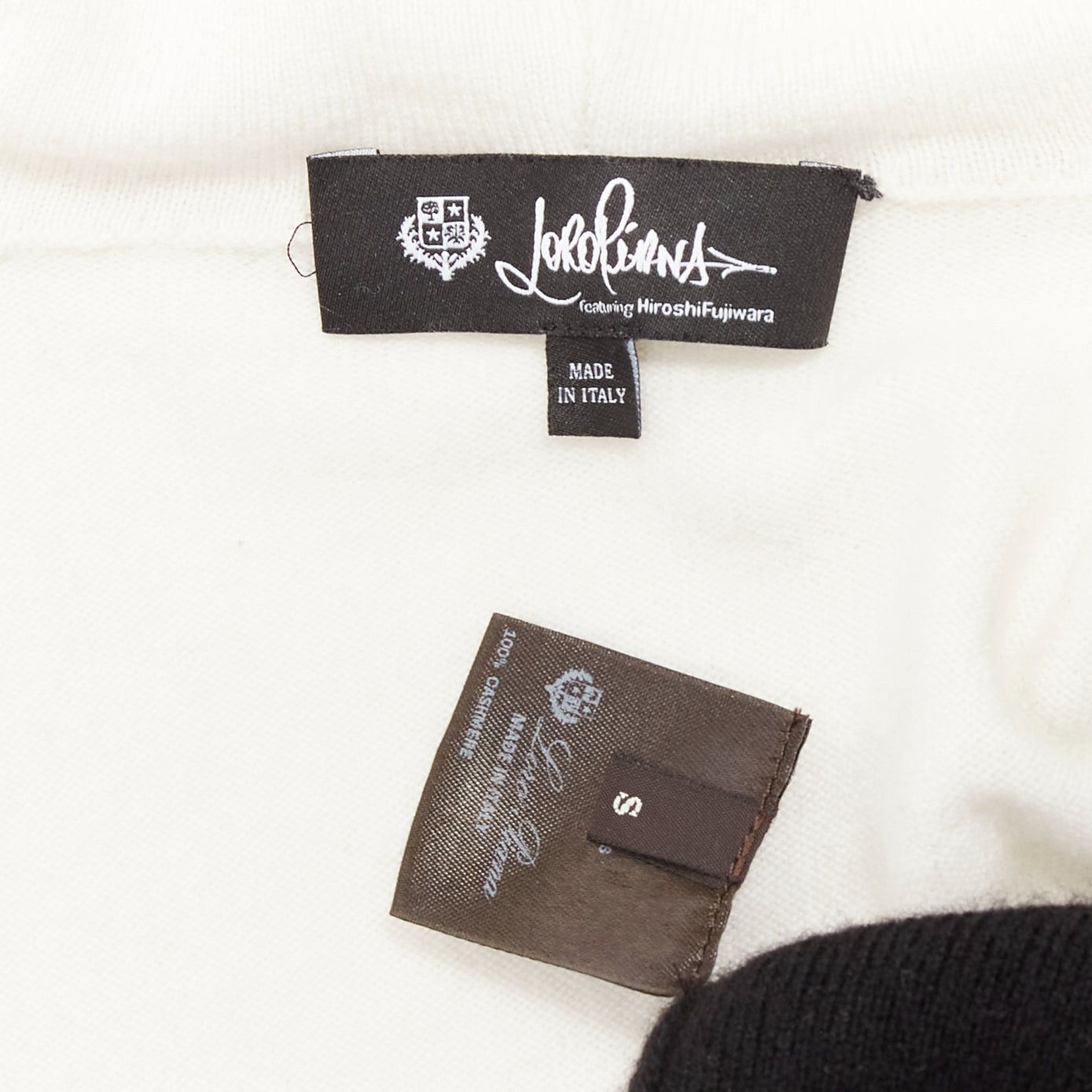 Loro Piana LORO PIANA Hiroshi Fujiwara 100% cashmere black white logo embroidery hoodie S Size US S / EU 44-46 / 1 - 9 Thumbnail
