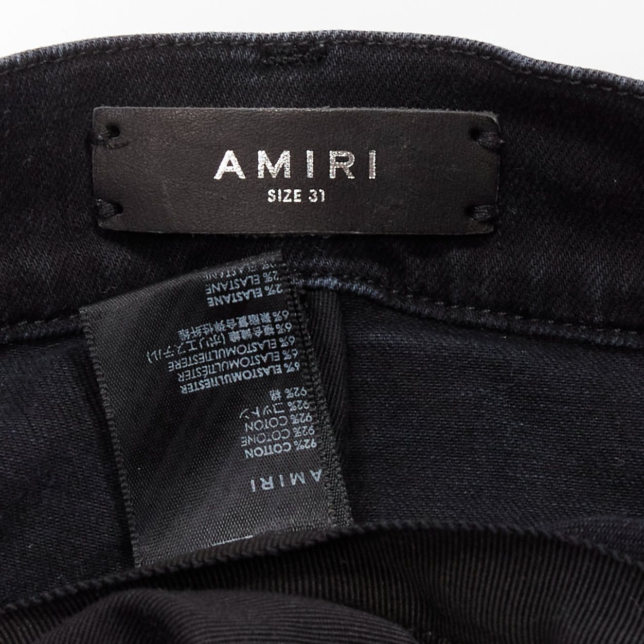 Amiri AMIRI black charcoal distressed brown pleated inserts washed skinny jeans 31" Size US 30 / EU 46 - 8 Thumbnail