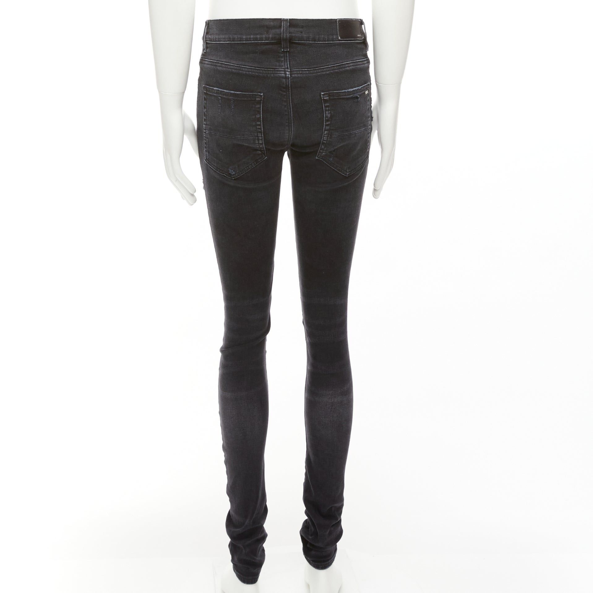 Amiri AMIRI black charcoal distressed brown pleated inserts washed skinny jeans 31" Size US 30 / EU 46 - 5 Thumbnail