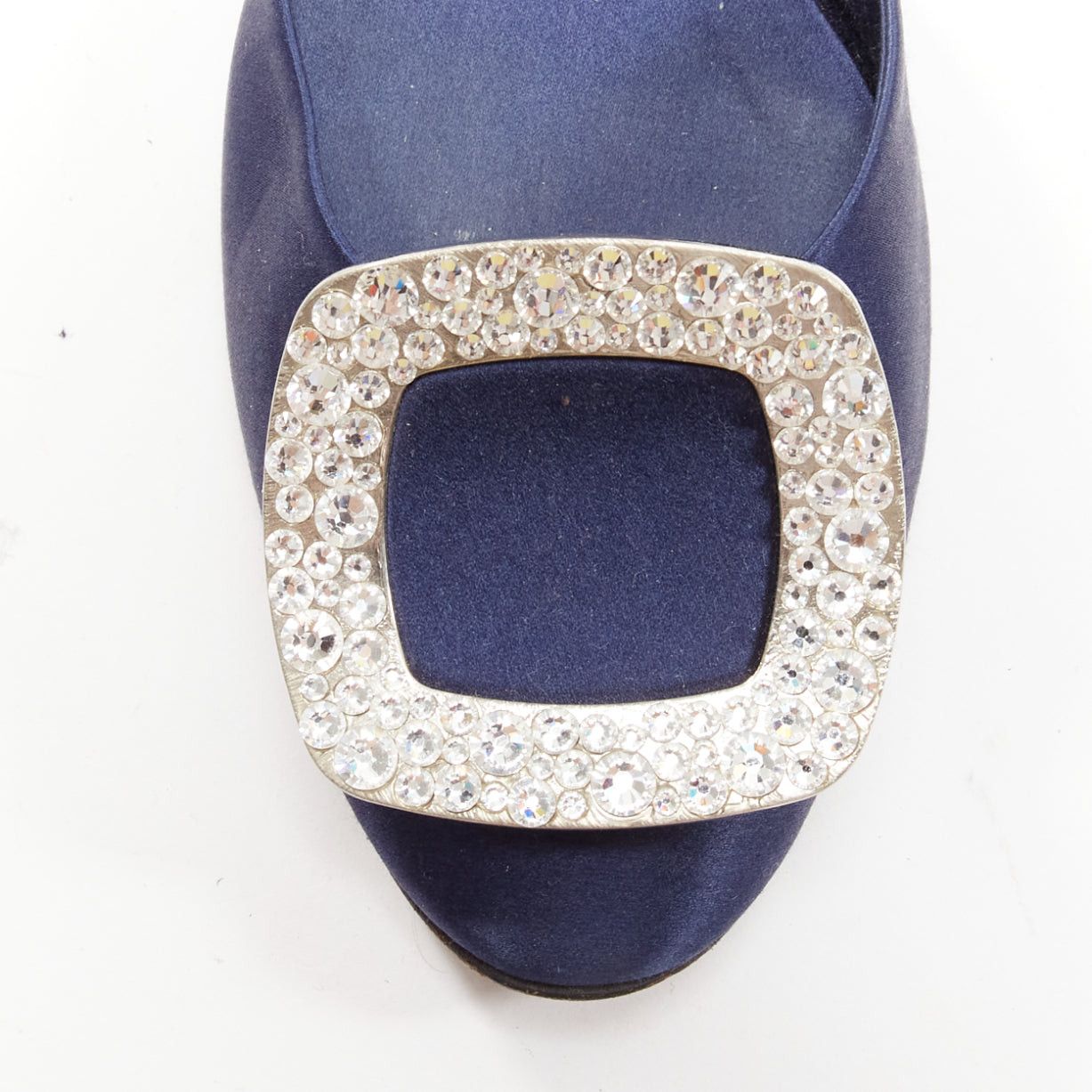 Roger Vivier ROGER VIVIER Chips Strass navy satin crystal square buckles flat shoes EU35 Size US 5 / IT 35 - 6 Thumbnail