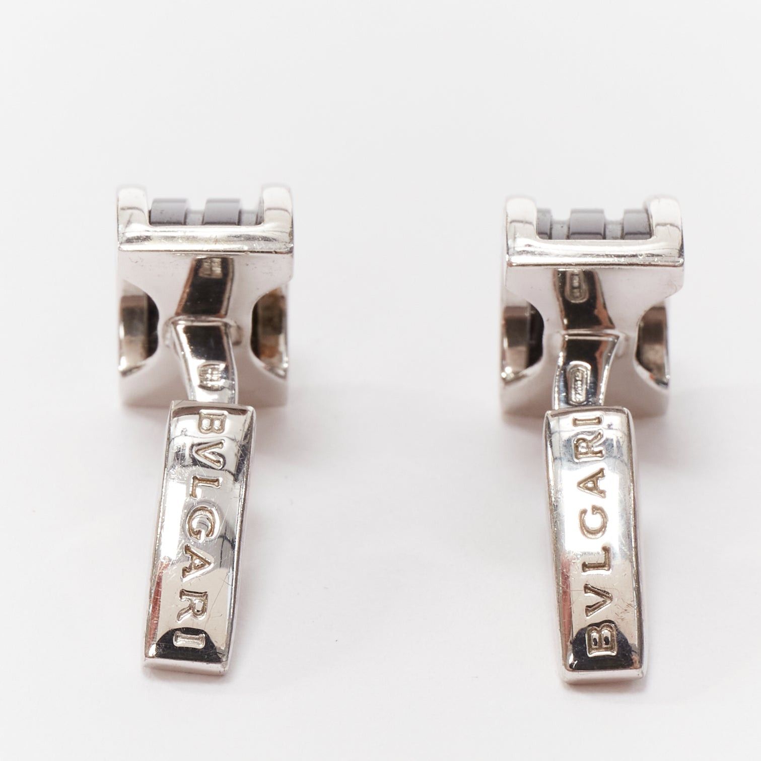 Bvlgari BULGARI Bzero 925 sterling silver black onyx logo back cufflinks Size ONE SIZE - 2 Thumbnail