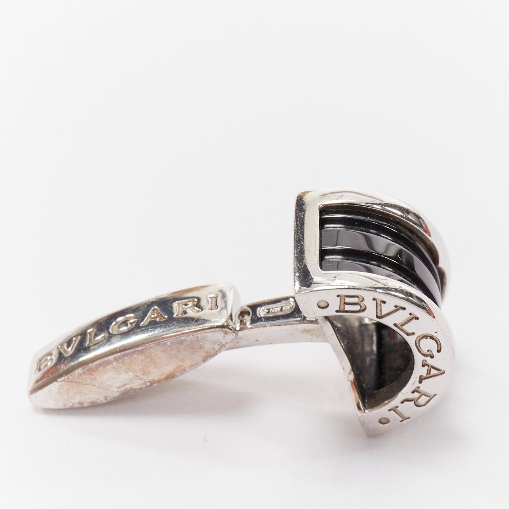 Bvlgari BULGARI Bzero 925 sterling silver black onyx logo back cufflinks Size ONE SIZE - 4 Thumbnail