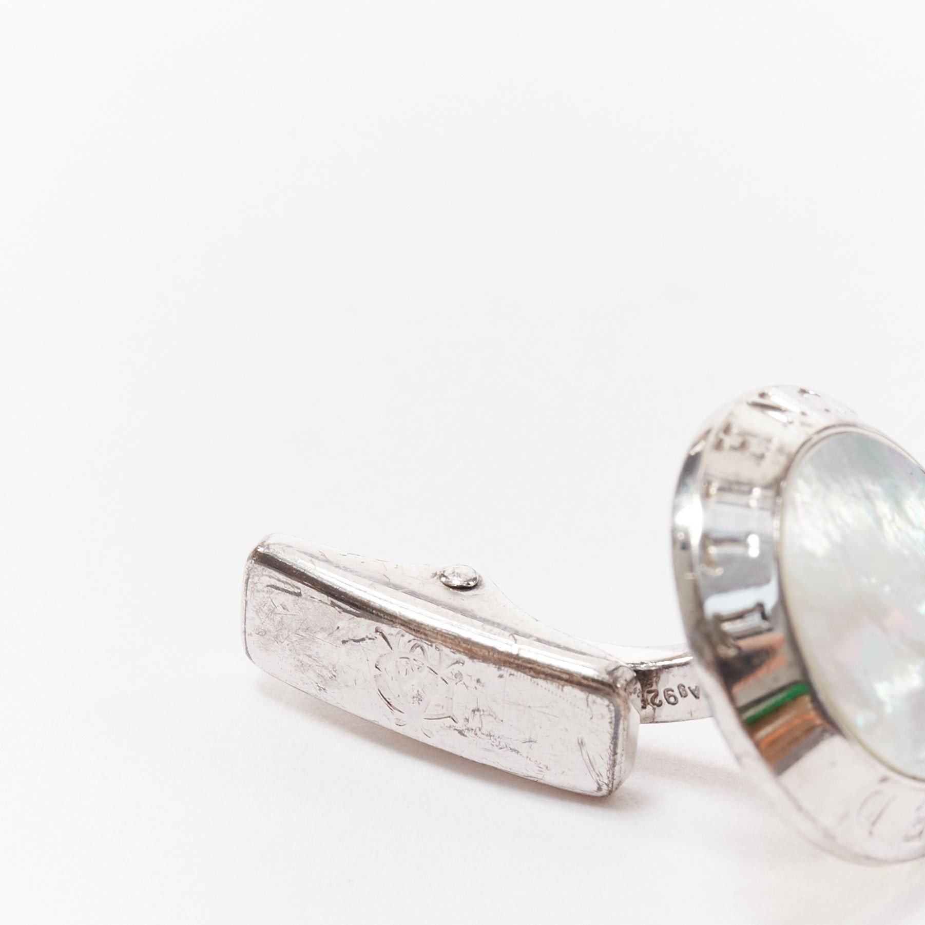 Alfred Dunhill ALFRED DUNHILL 925 steel holographic mother of pearl round logo cufflinks Size ONE SIZE - 4 Thumbnail