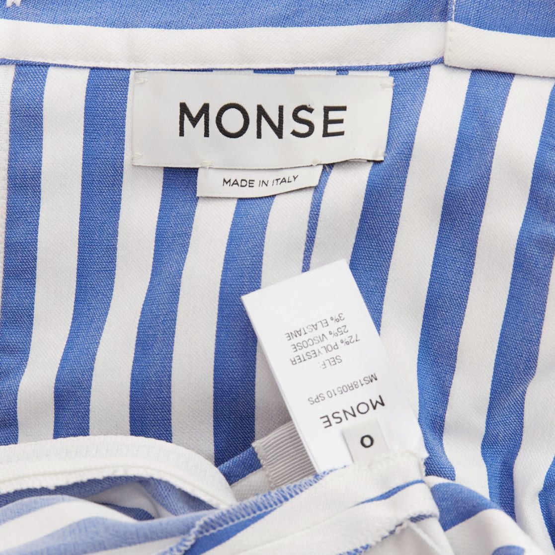 MONSE MONSE blue white striped cold shoulder corseted cropped sleeve top US0 XS Size XS / US 0-2 / IT 36-38 - 8 Thumbnail