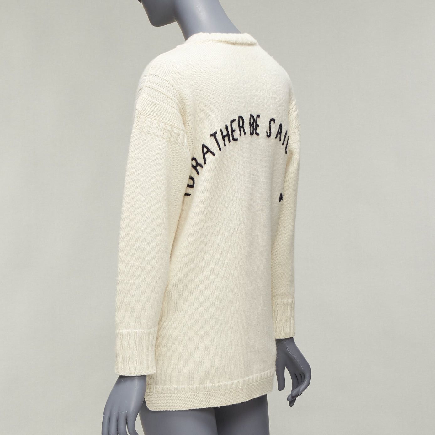Dior DIOR 2019 wool cashmere cream Rather Be Sailing long pullover sweater FR34 XS Size XS / US 0-2 / IT 36-38 - 6 Thumbnail