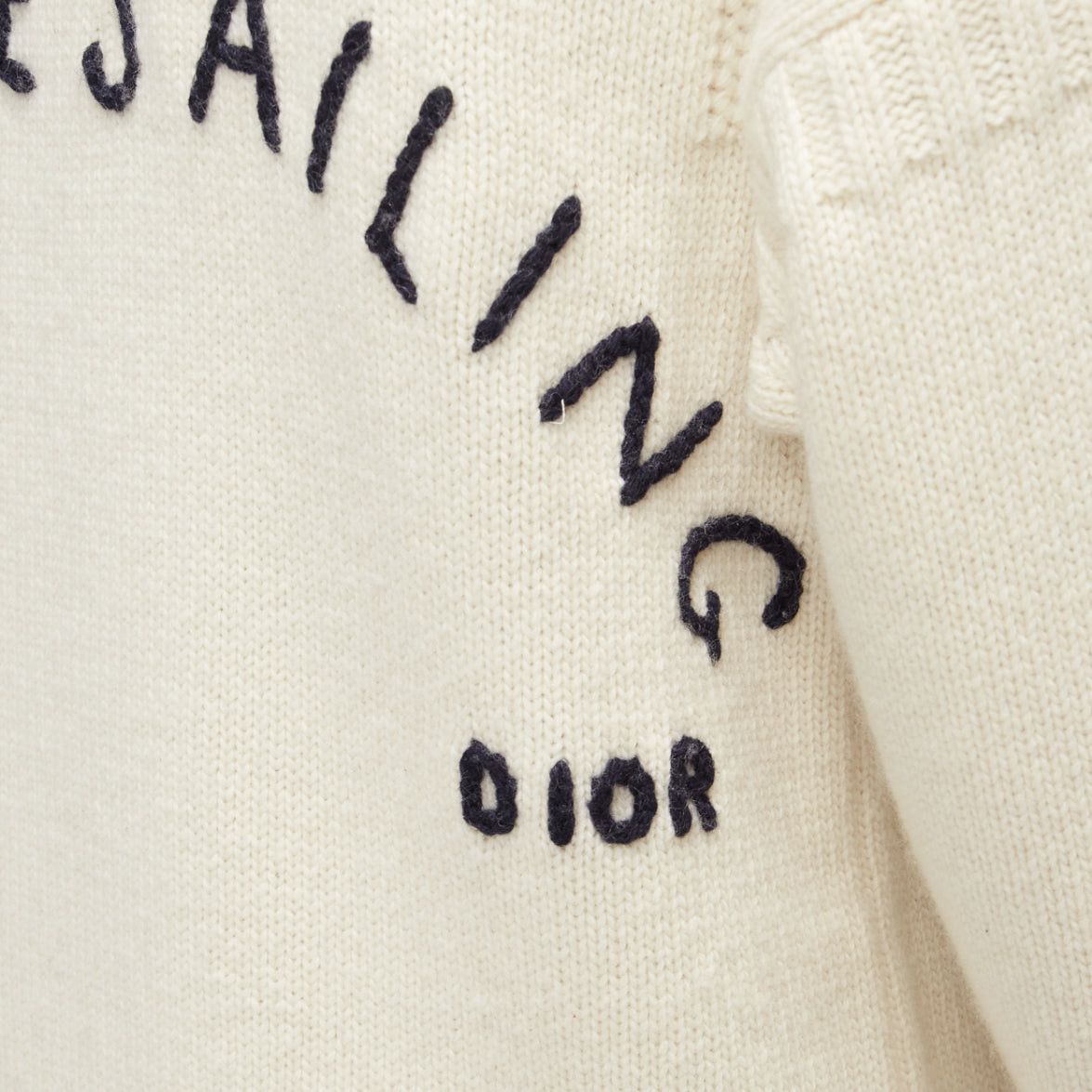 Dior DIOR 2019 wool cashmere cream Rather Be Sailing long pullover sweater FR34 XS Size XS / US 0-2 / IT 36-38 - 2 Thumbnail