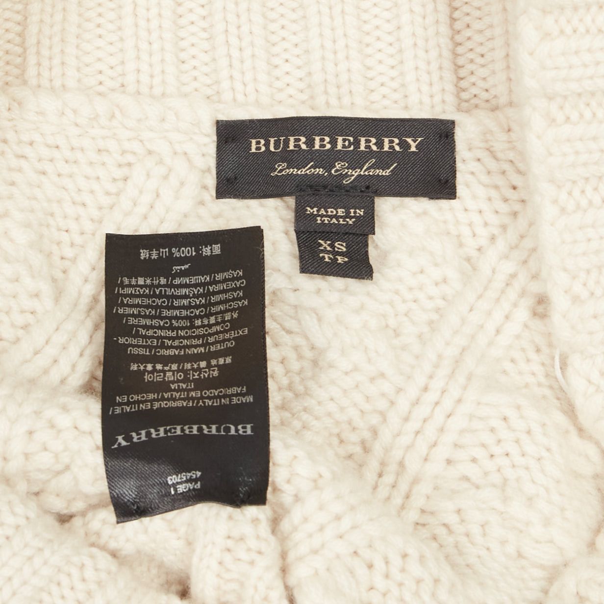 Burberry BURBERRY 100% cashmere cream one shoulder mixed cable knit pullover sweater XS Size S / US 4 / IT 40 - 8 Thumbnail