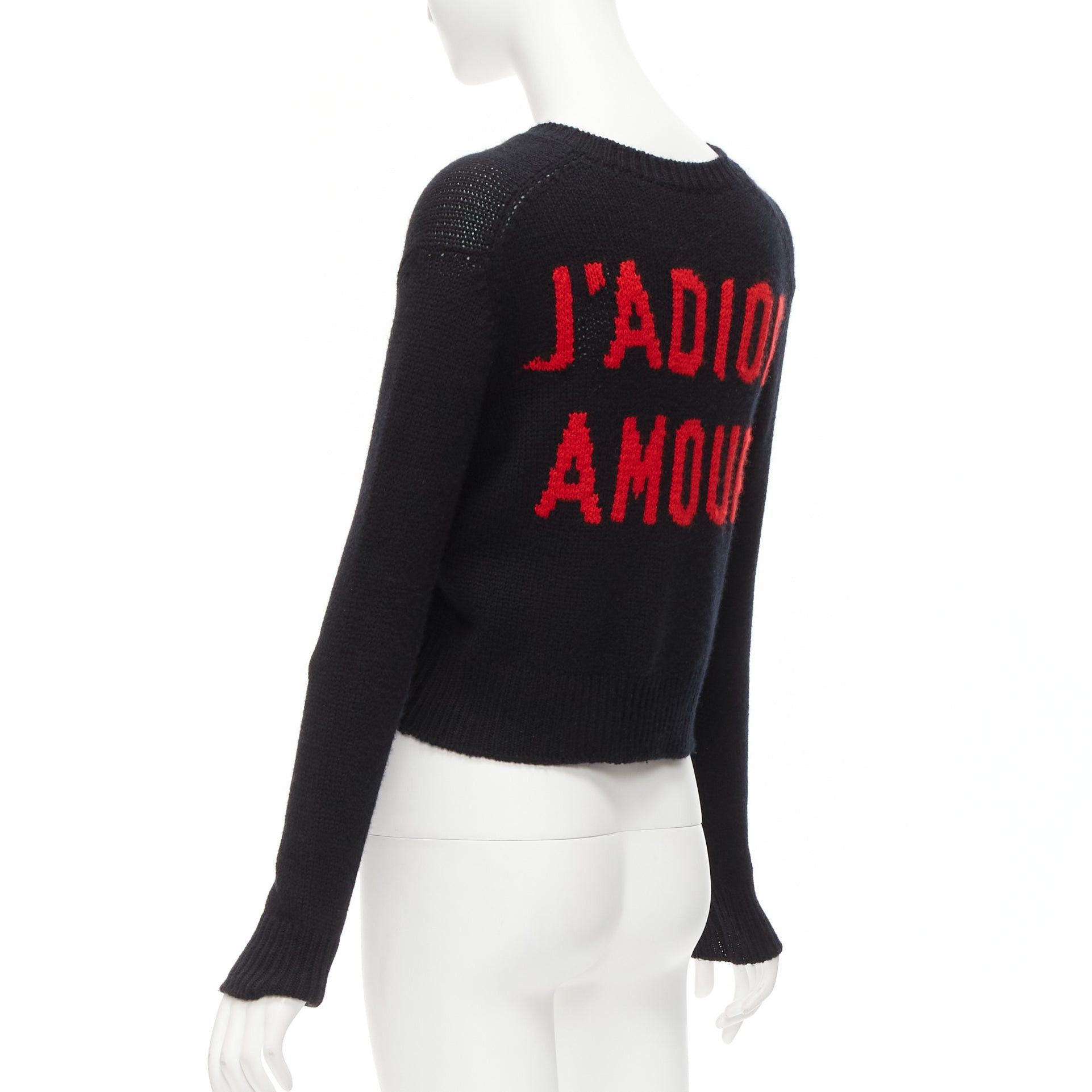 Dior CHRISTIAN DIOR 100% cashmere J'adior Amor black red cropped sweater FR34 XS Size XS / US 0-2 / IT 36-38 - 5 Thumbnail