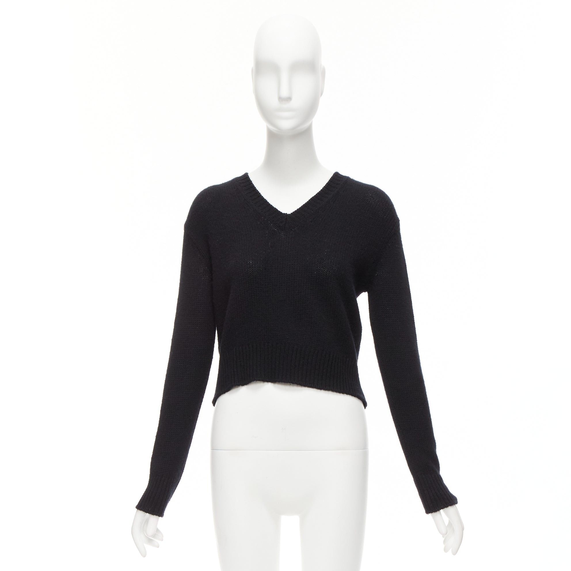 Dior CHRISTIAN DIOR 100% cashmere J'adior Amor black red cropped sweater FR34 XS Size XS / US 0-2 / IT 36-38 - 9 Thumbnail