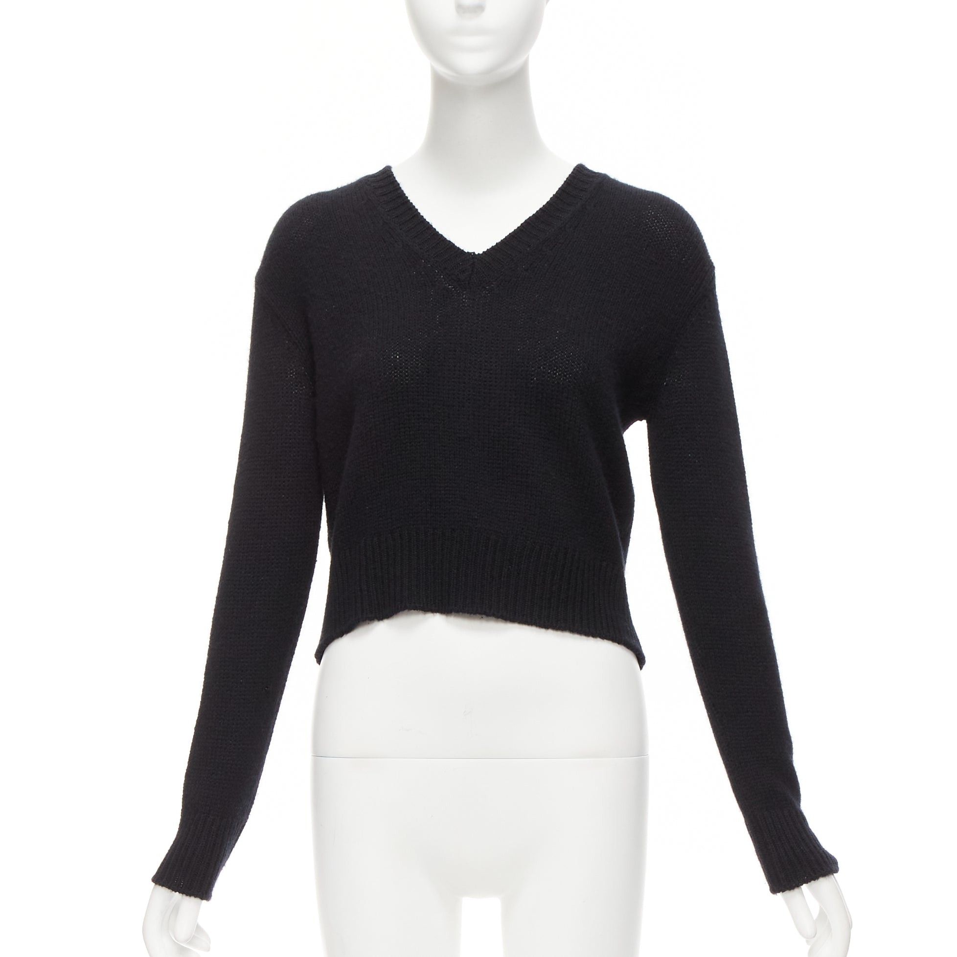 Dior CHRISTIAN DIOR 100% cashmere J'adior Amor black red cropped sweater FR34 XS Size XS / US 0-2 / IT 36-38 - 2 Thumbnail