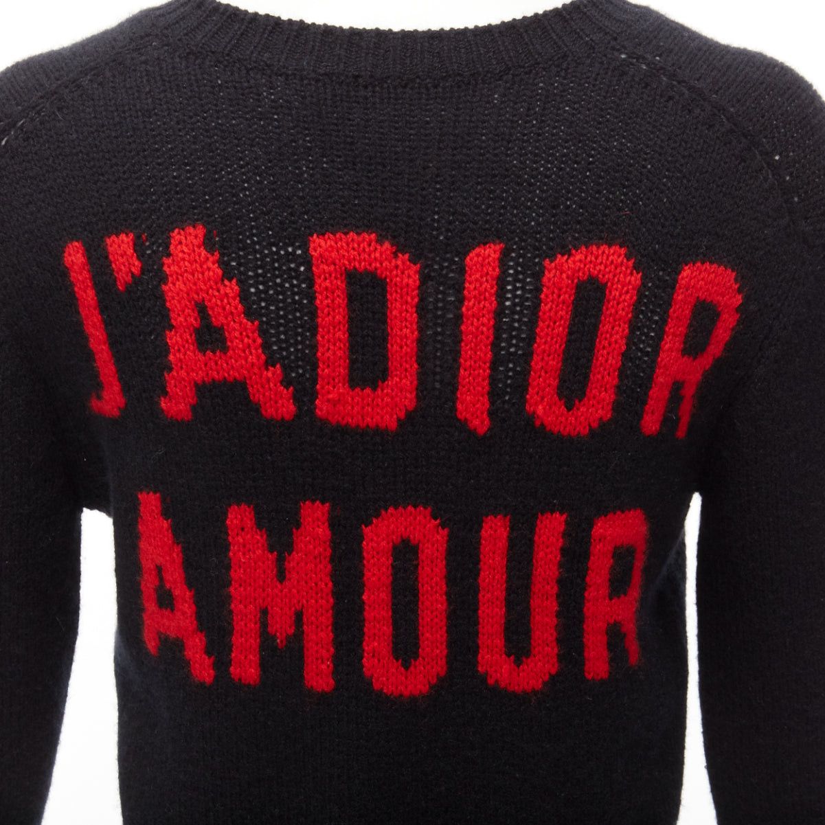 Dior CHRISTIAN DIOR 100% cashmere J'adior Amor black red cropped sweater FR34 XS Size XS / US 0-2 / IT 36-38 - 7 Thumbnail