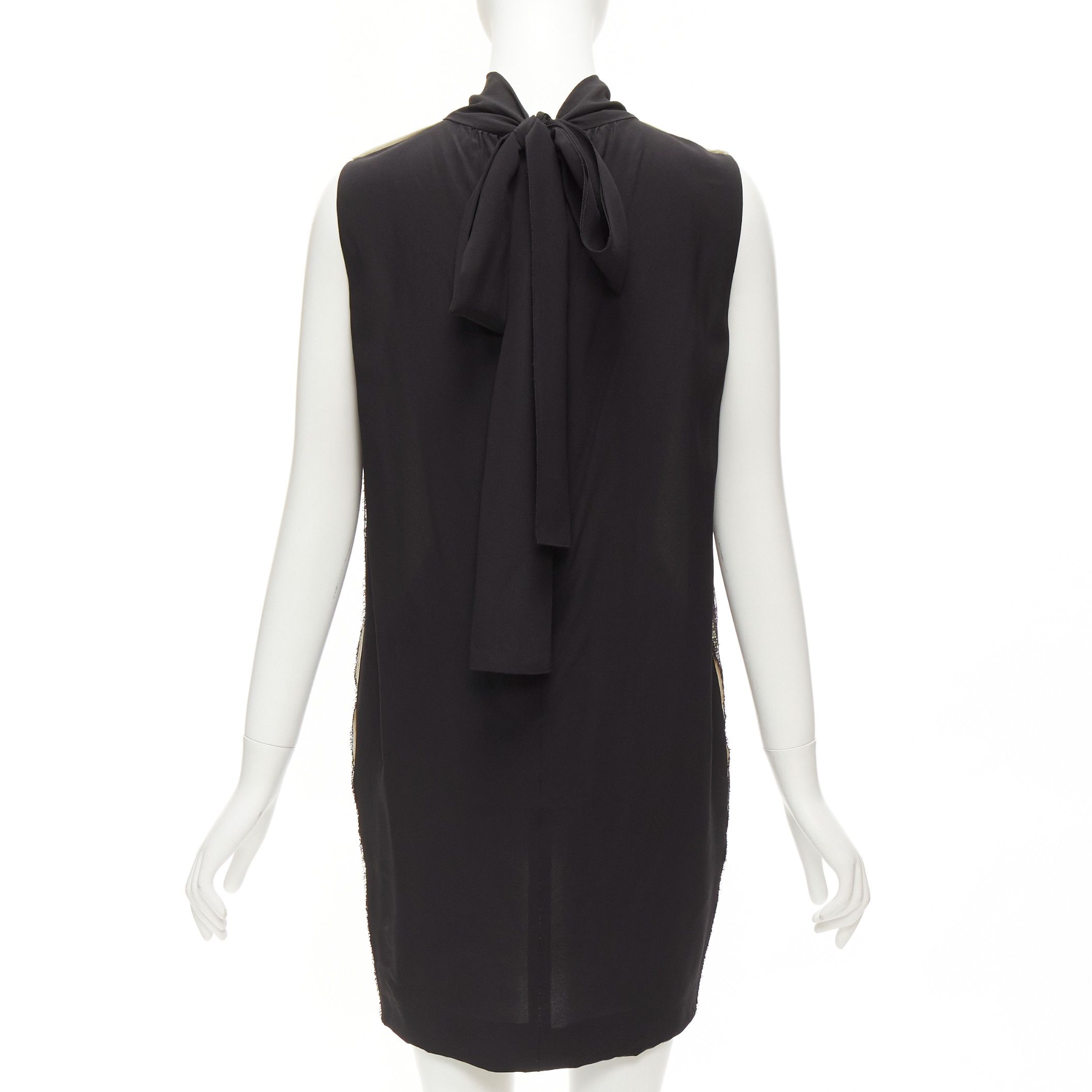 Dolce & Gabbana D&G cream black lace side trim tie neck back high neck boxy dress IT40 S Size S / US 4 / IT 40 - 5 Thumbnail