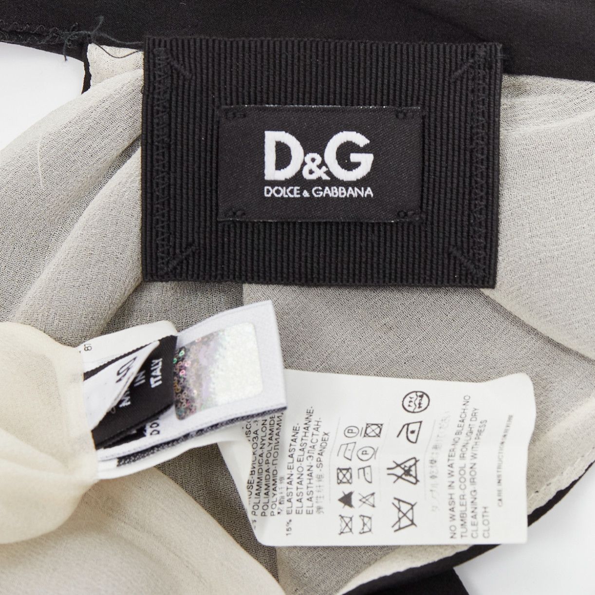 Dolce & Gabbana D&G cream black lace side trim tie neck back high neck boxy dress IT40 S Size S / US 4 / IT 40 - 8 Thumbnail