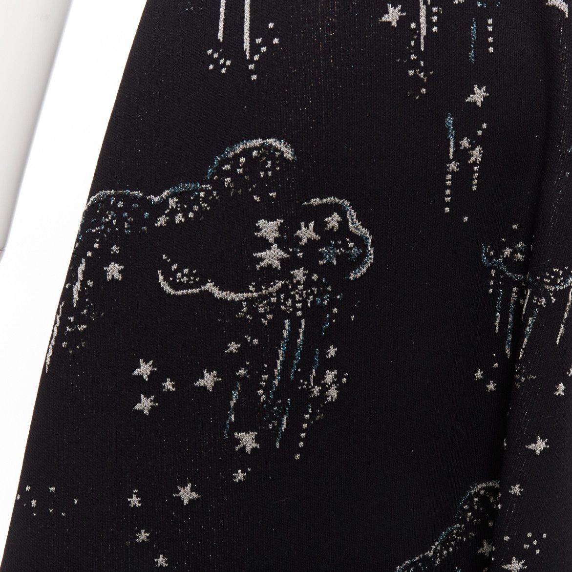 Valentino VALENTINO black glitter cloud star jacquard short sleeve fit flare dress S Size S / US 4 / IT 40 - 7 Thumbnail