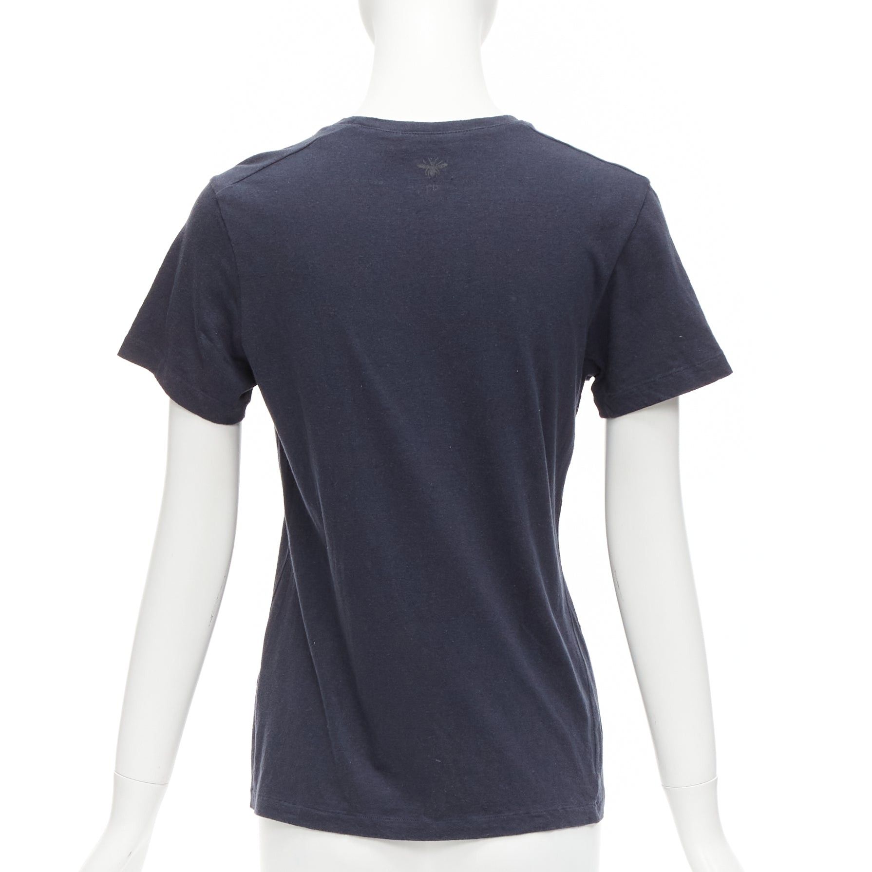 Dior CHRISTIAN DIOR WE Should All Be Feminists washed navy cotton linen tshirt XS Size S / US 4 / IT 40 - 5 Thumbnail