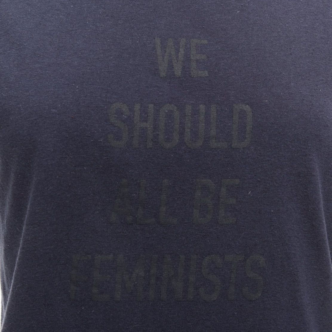 Dior CHRISTIAN DIOR WE Should All Be Feminists washed navy cotton linen tshirt XS Size S / US 4 / IT 40 - 7 Thumbnail