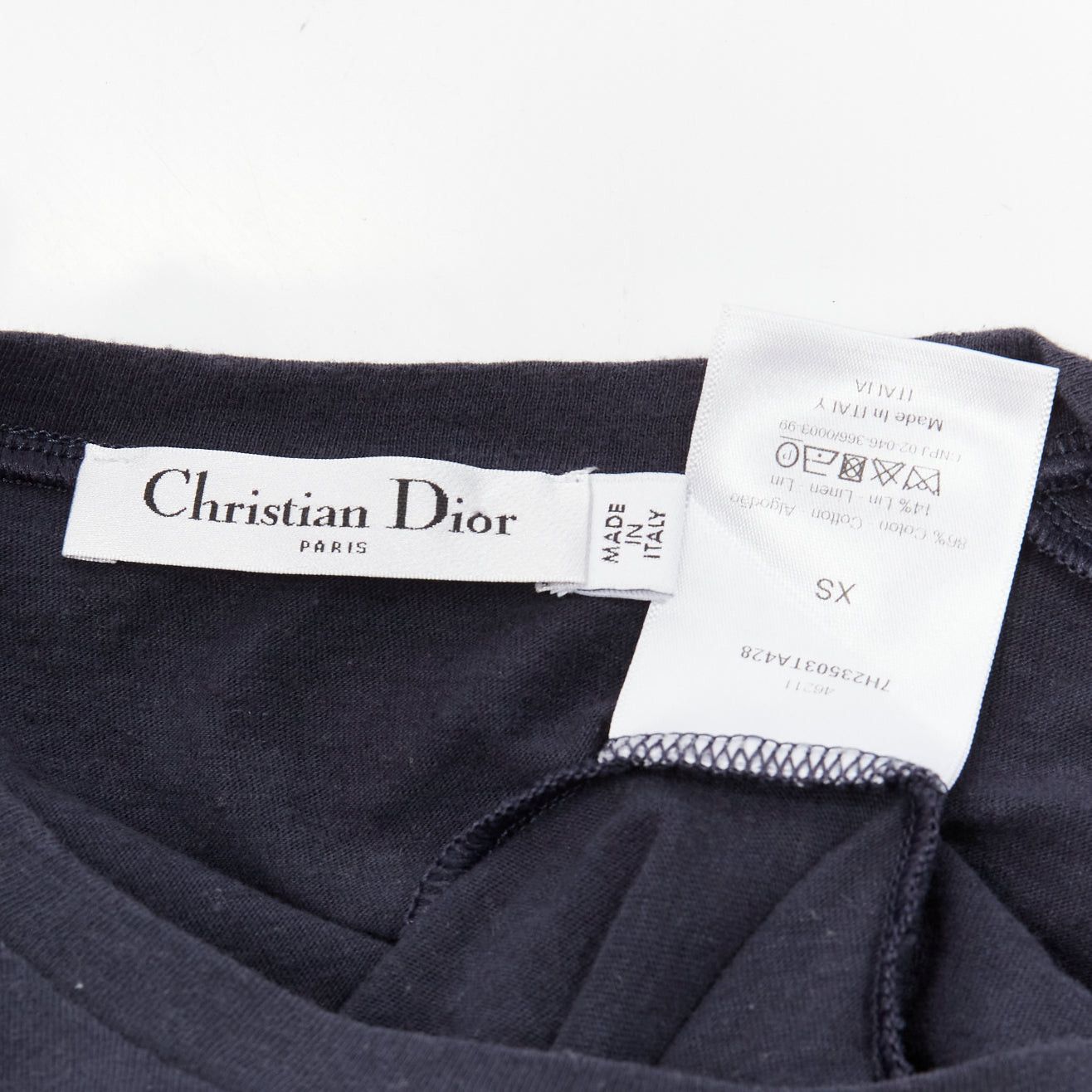 Dior CHRISTIAN DIOR WE Should All Be Feminists washed navy cotton linen tshirt XS Size S / US 4 / IT 40 - 8 Thumbnail