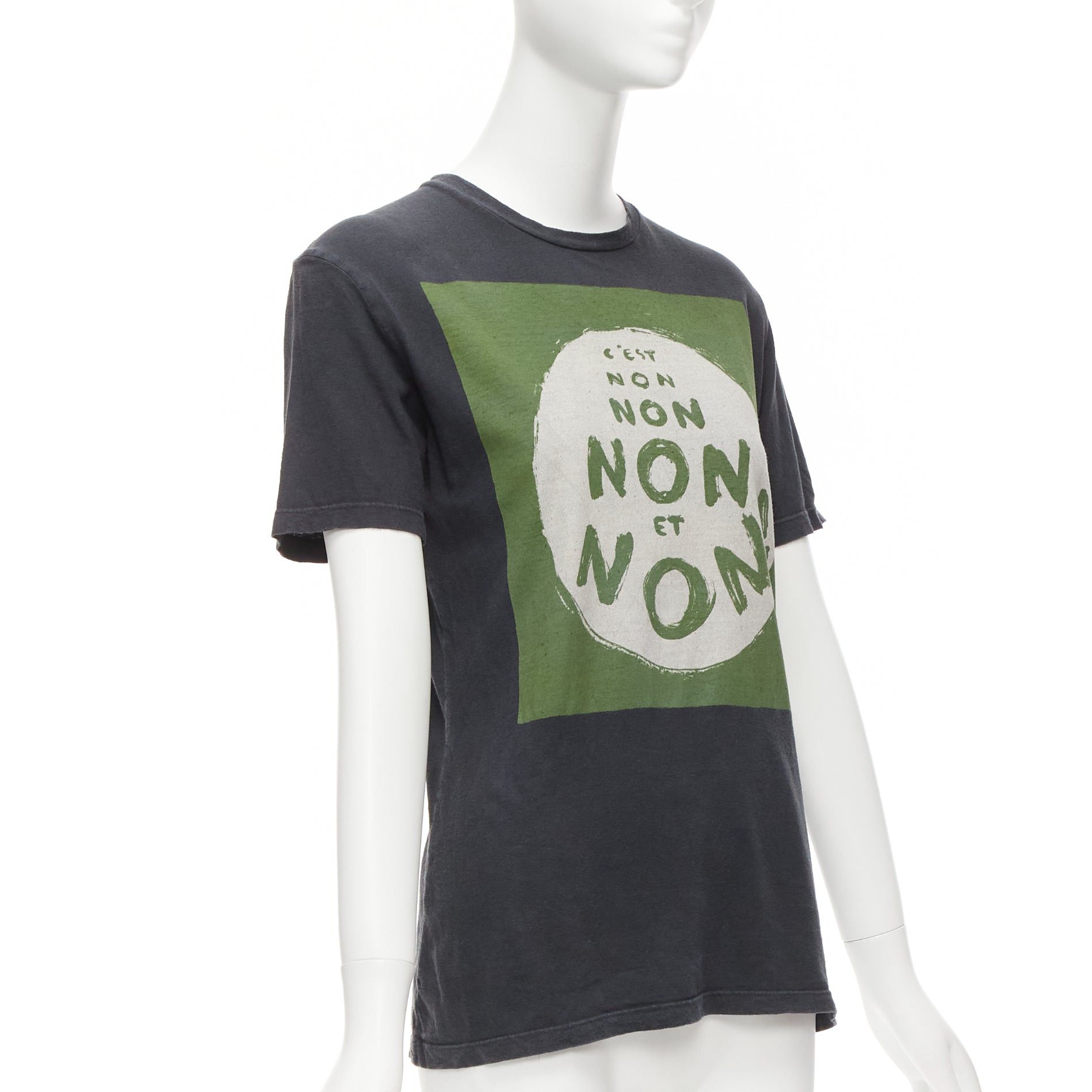 Dior CHRISTIAN DIOR Non Non Et Non washed black green cotton linen tshirt XS Size S / US 4 / IT 40 - 3 Thumbnail