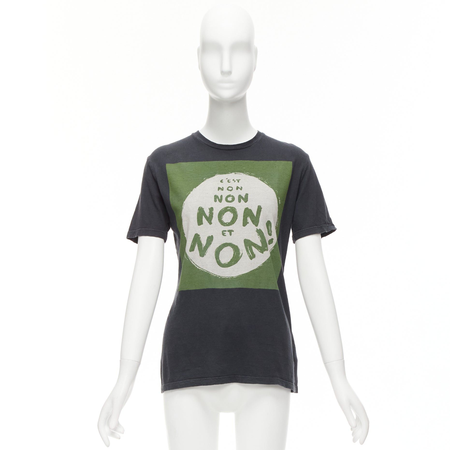 Dior CHRISTIAN DIOR Non Non Et Non washed black green cotton linen tshirt XS Size S / US 4 / IT 40 - 9 Thumbnail